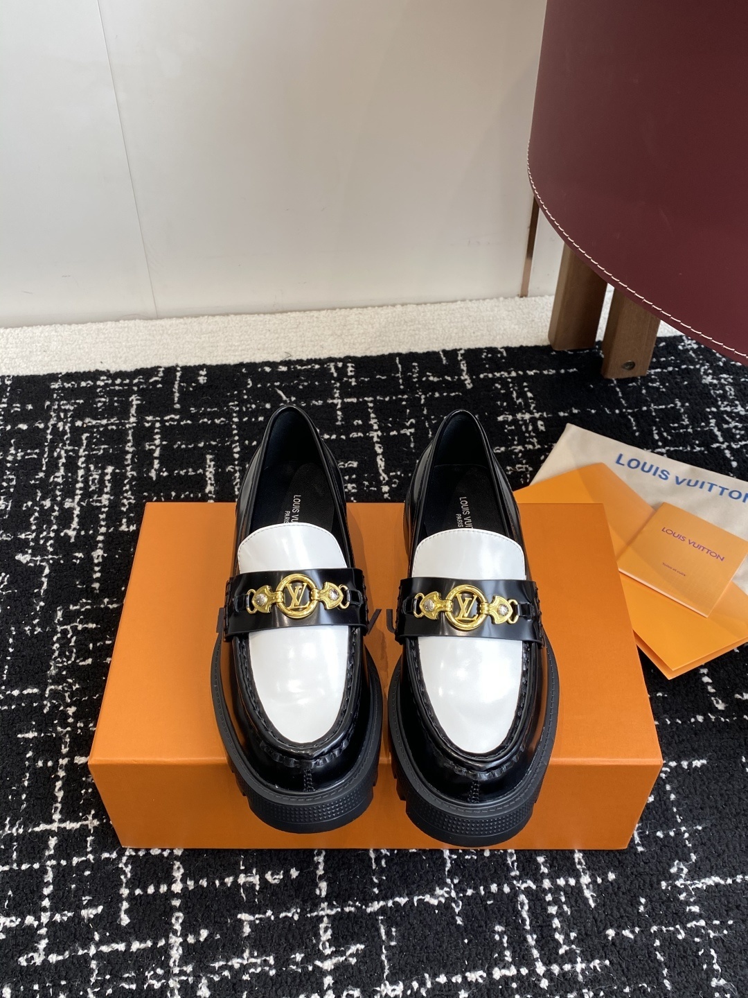 Louis Vuitton Academy Loafers Two-Tone Black White Leather Shoes