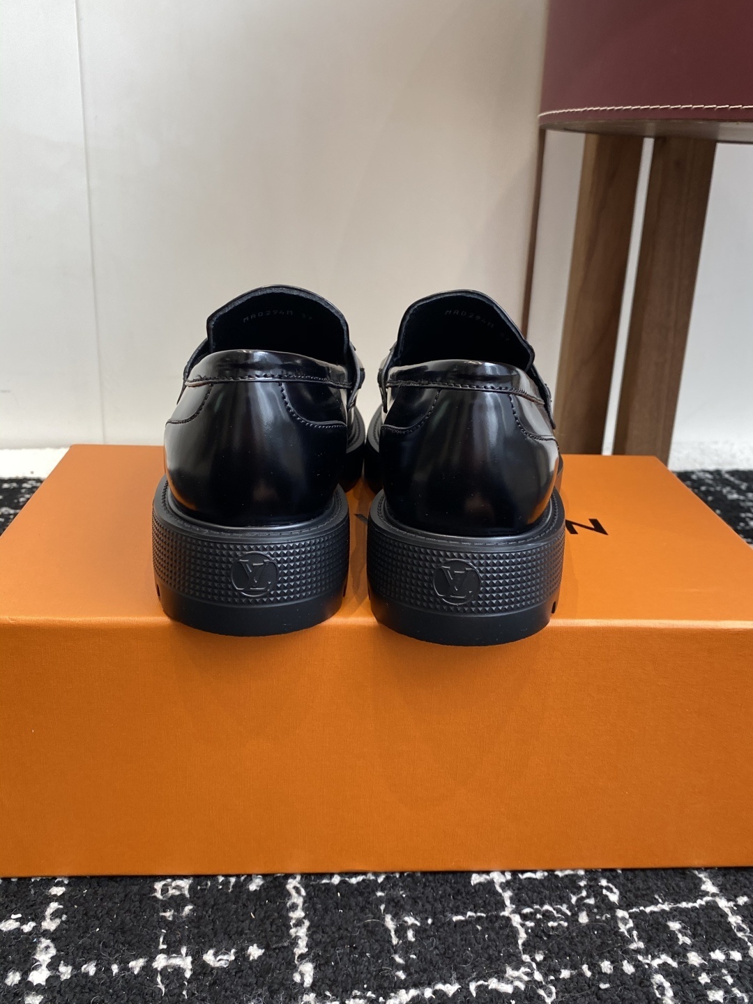 Louis Vuitton Academy Loafers in Black Leather with Monogram Strap