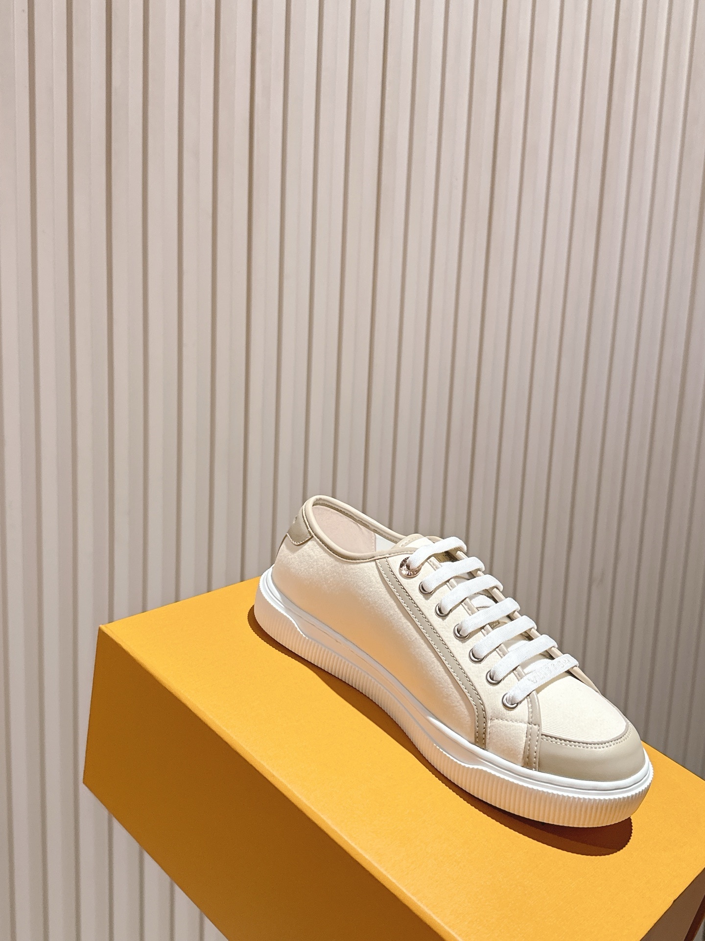 Louis Vuitton Women's Beige Canvas and Leather Sneakers