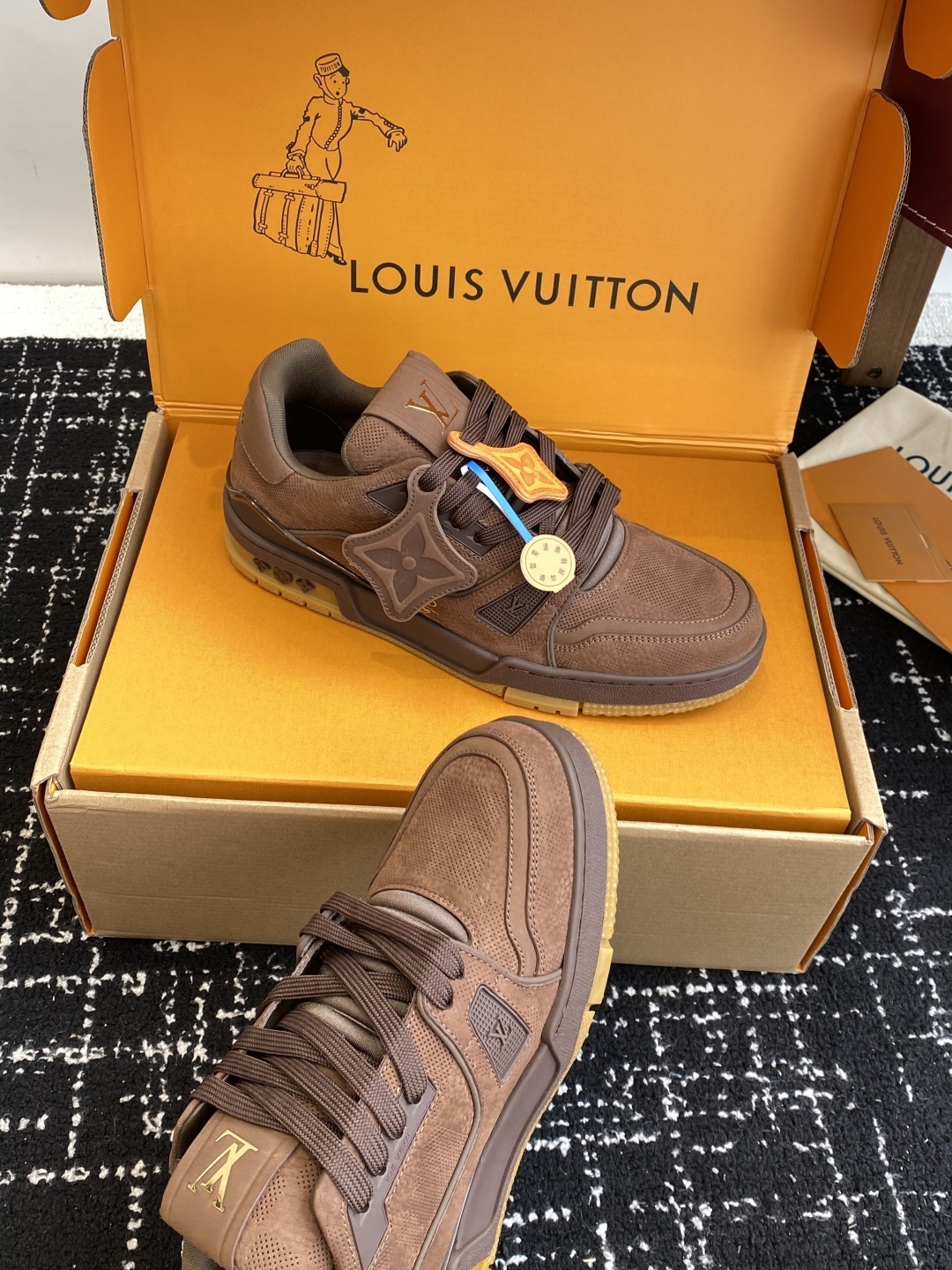 LV Trainer Sneaker Brown Mocha Suede - Premium Luxury Footwear