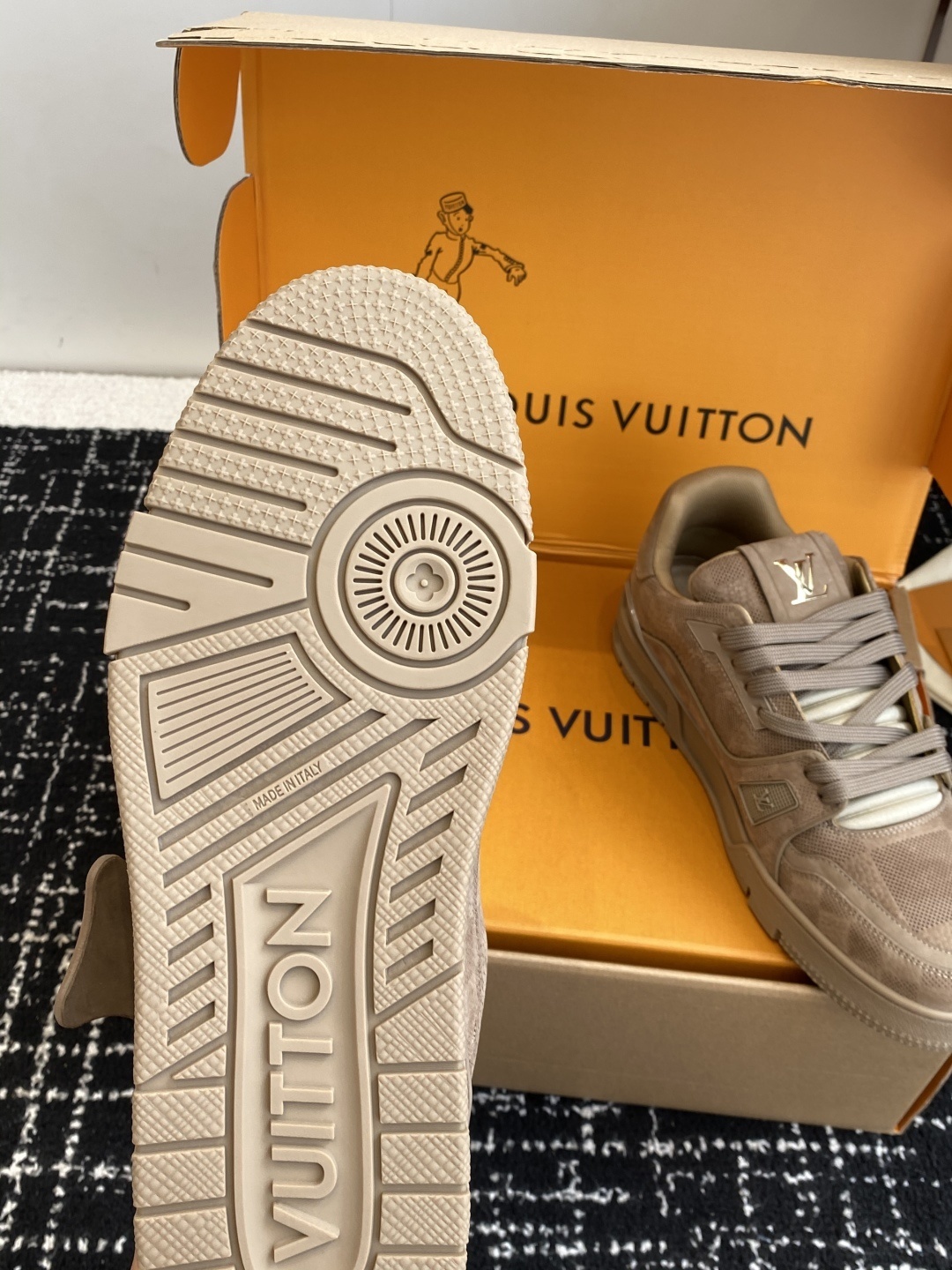 Louis Vuitton LV Trainer Beige Suede Men's Luxury Sneaker