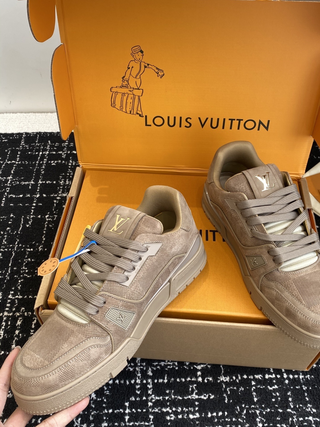 Louis Vuitton LV Trainer Beige Suede Men's Luxury Sneaker