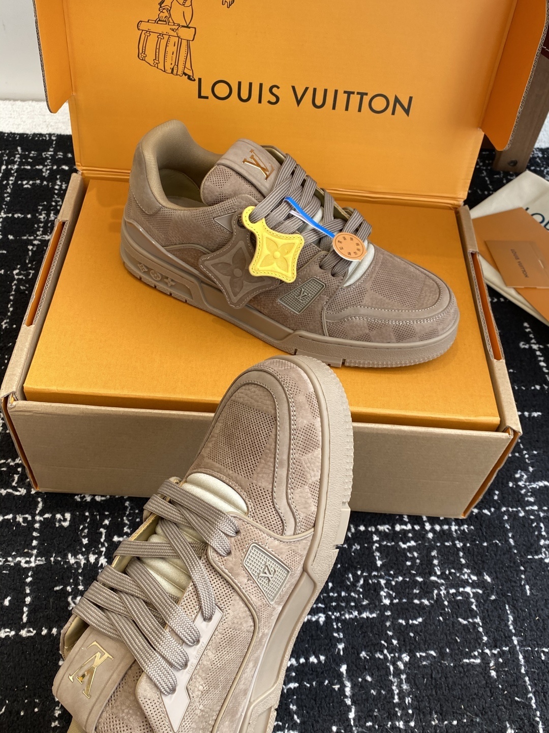 Louis Vuitton LV Trainer Beige Suede Men's Luxury Sneaker