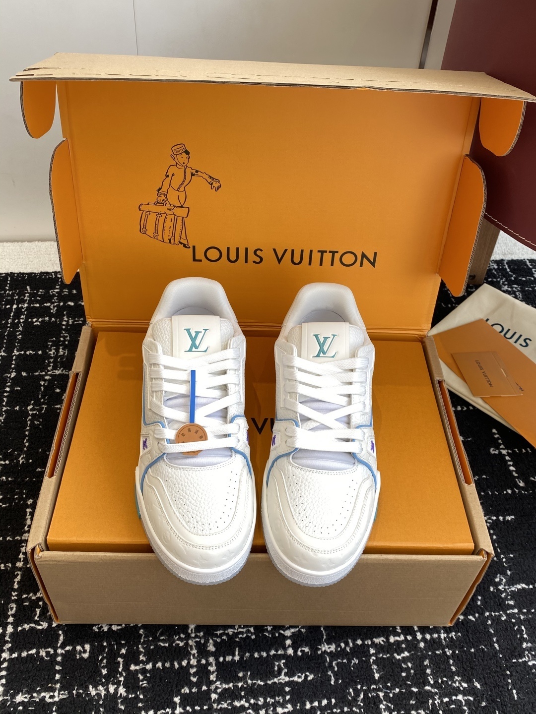 Louis Vuitton LV Trainer White Pebbled Leather Luxury Sneakers