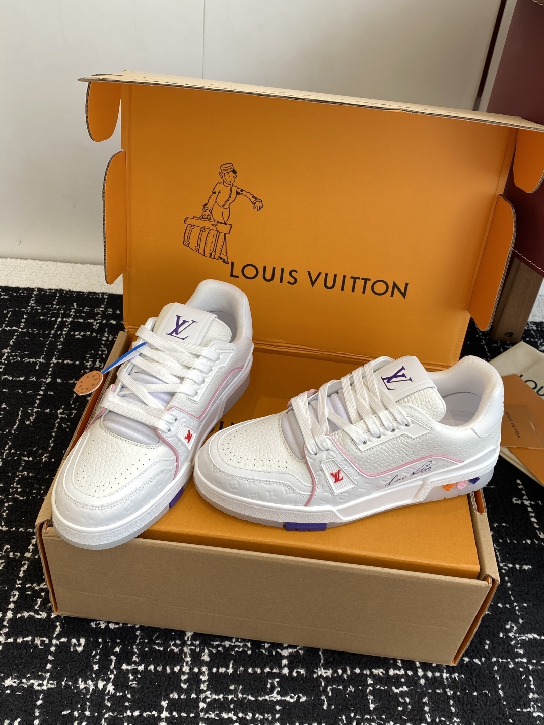 Louis Vuitton Trainer Sneaker White Pink - Premium Leather Shoes