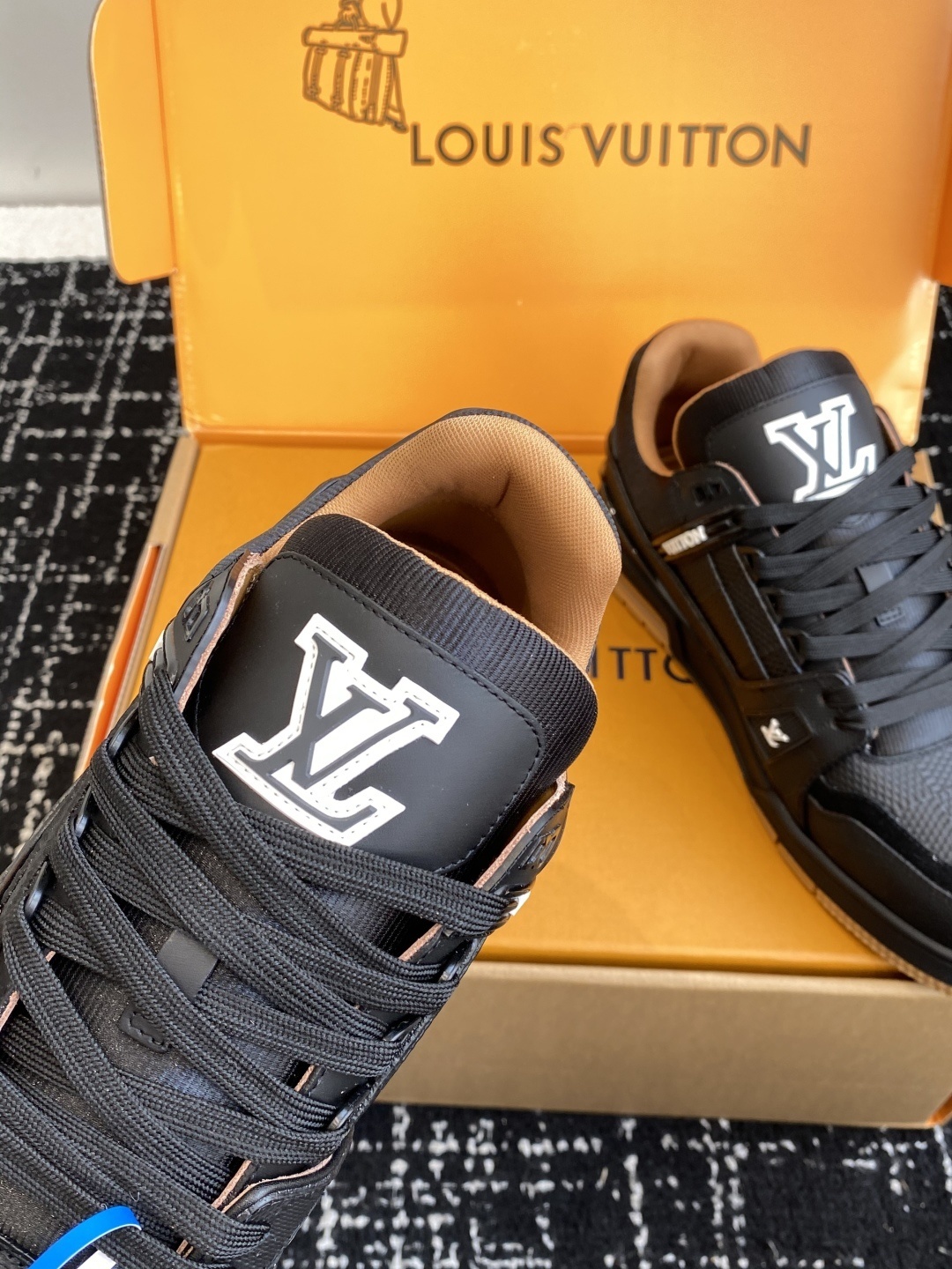 Louis Vuitton Black Trainer Sneakers - Luxury Men's Leather Footwear