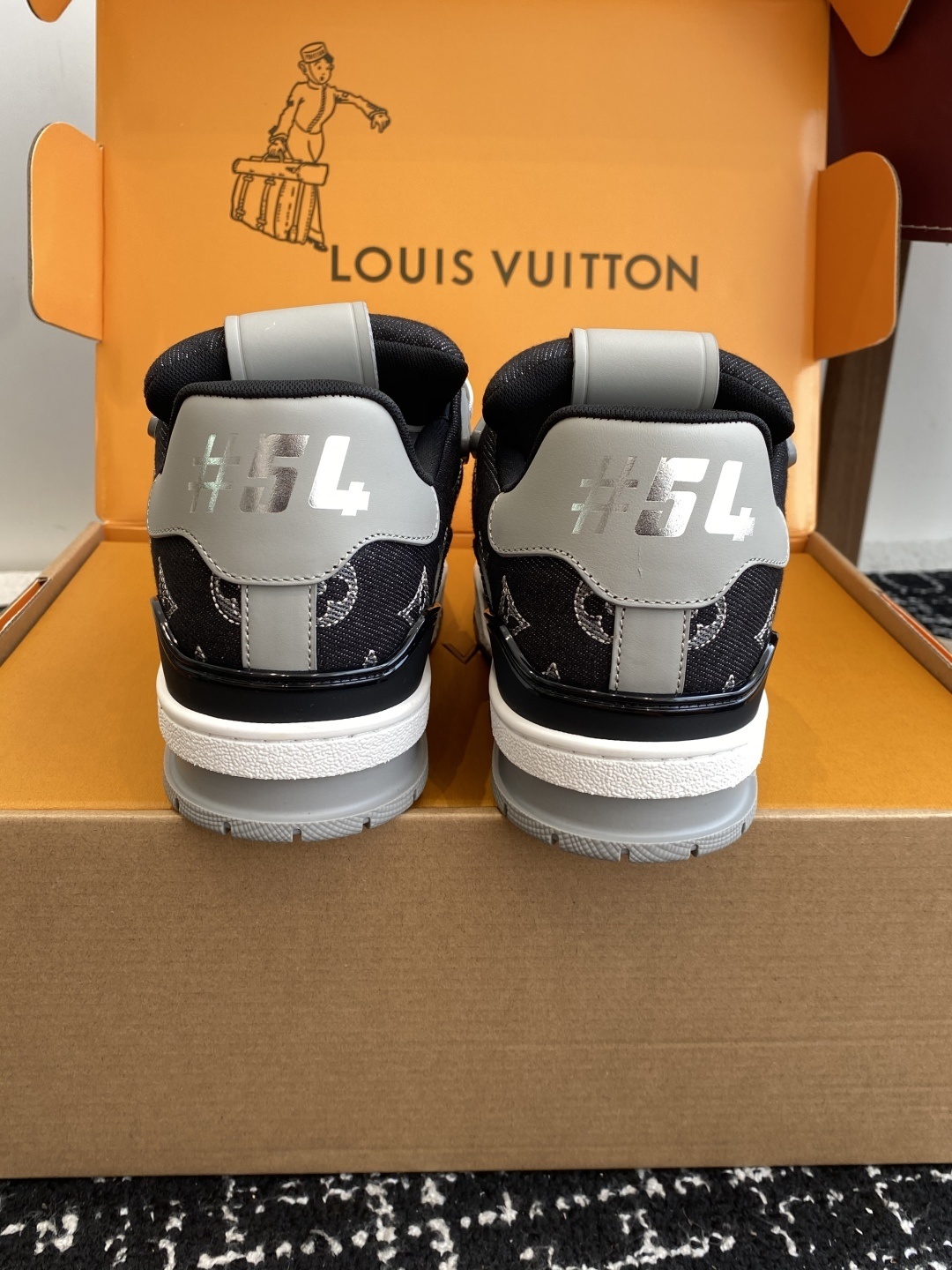 Louis Vuitton Men's Black Monogram Denim Trainer Sneakers