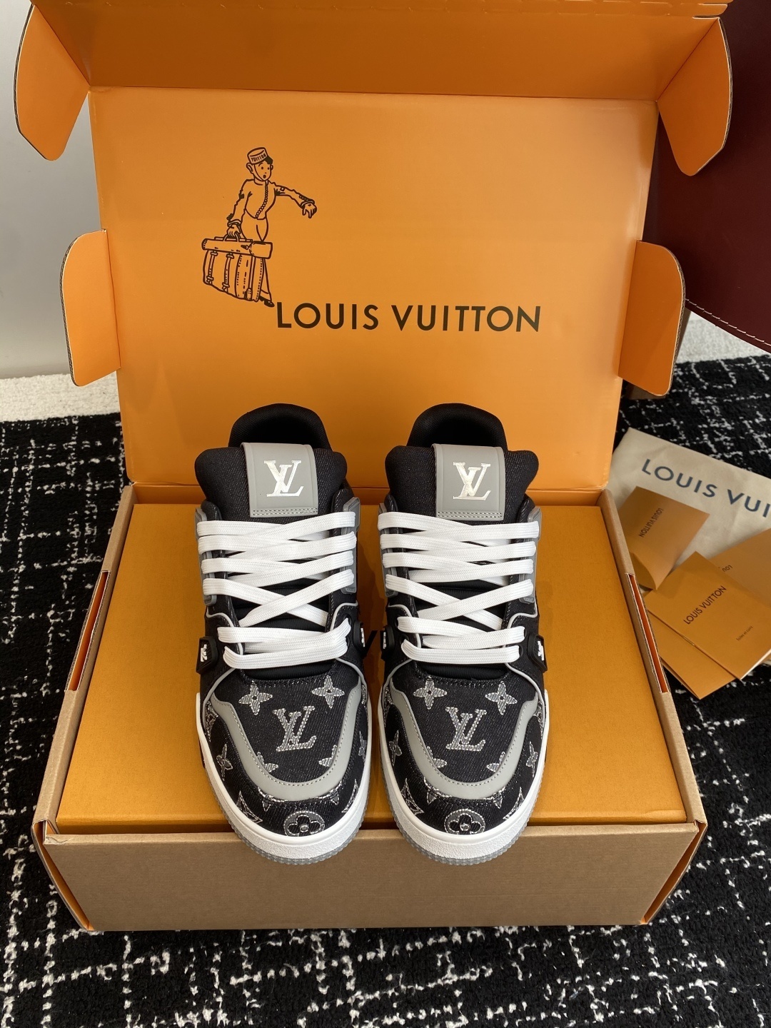 Louis Vuitton Men’s Black Monogram Denim Trainer Sneakers
