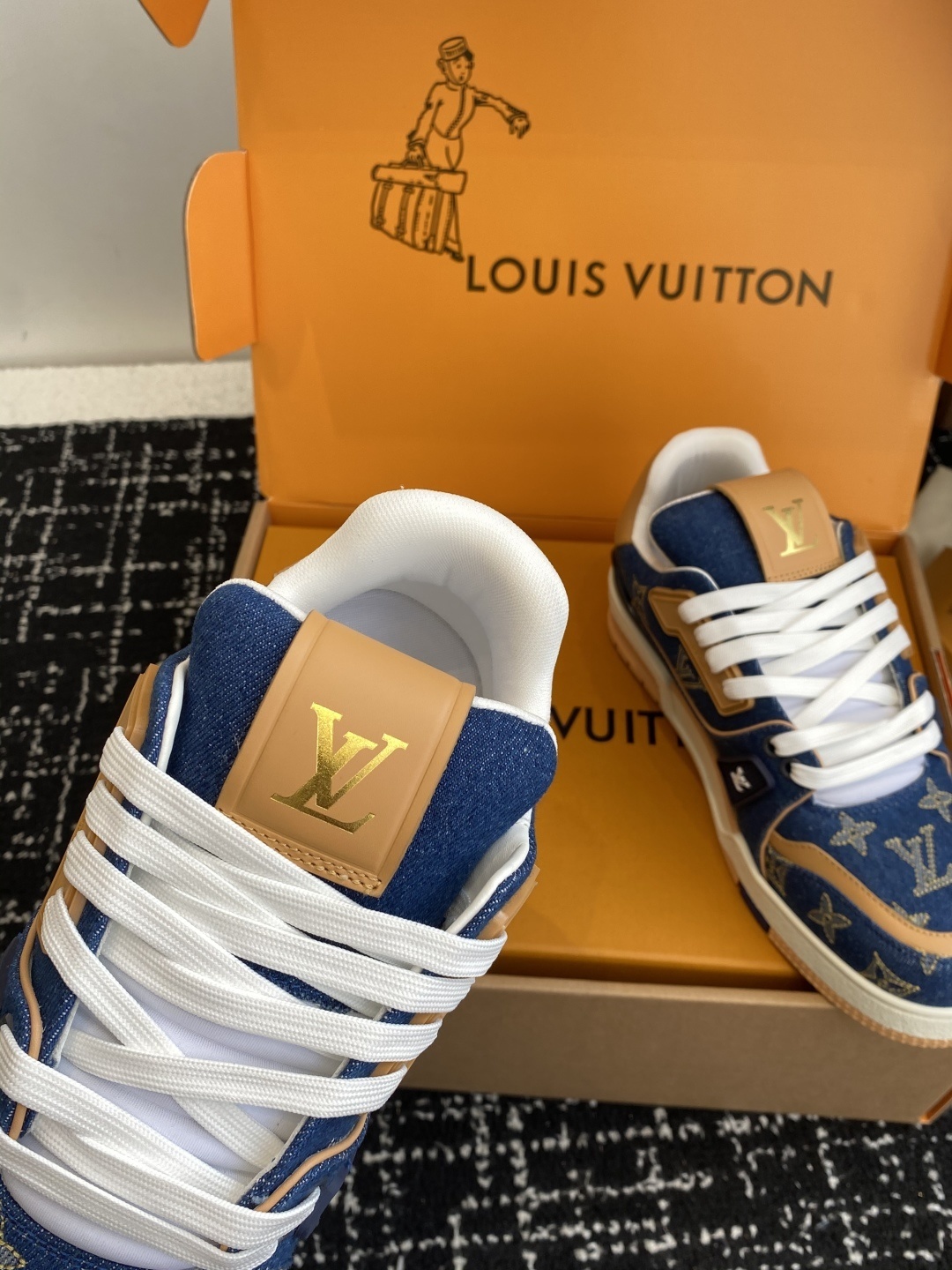 Louis Vuitton LV Trainer Blue Monogram Denim Luxury Sneakers
