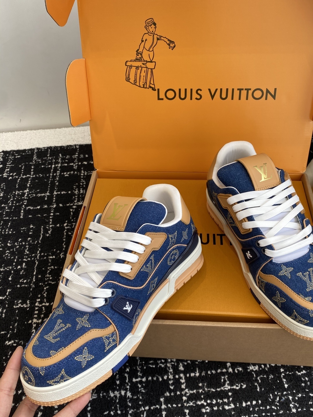 Louis Vuitton LV Trainer Blue Monogram Denim Luxury Sneakers