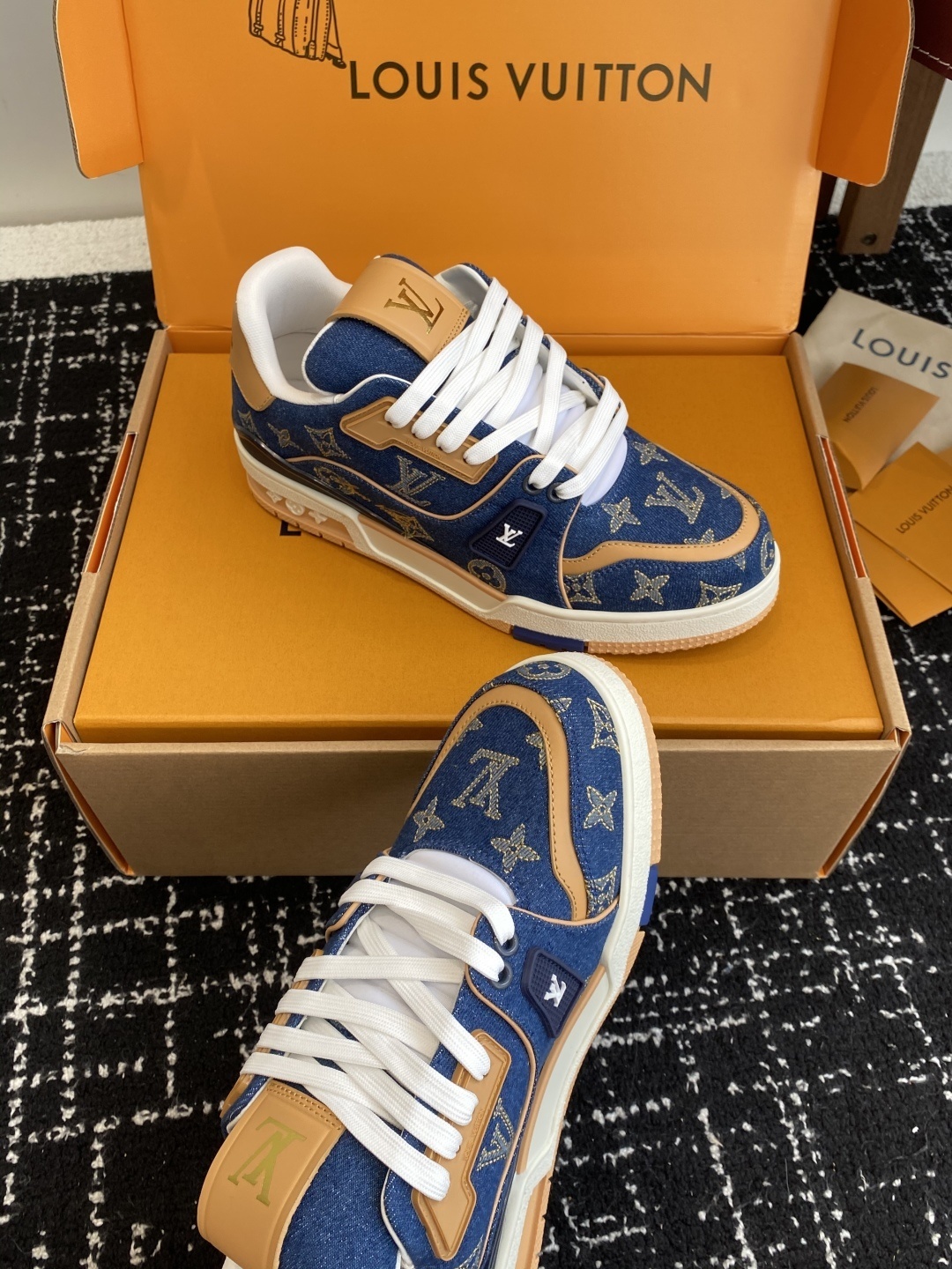 Louis Vuitton LV Trainer Blue Monogram Denim Luxury Sneakers