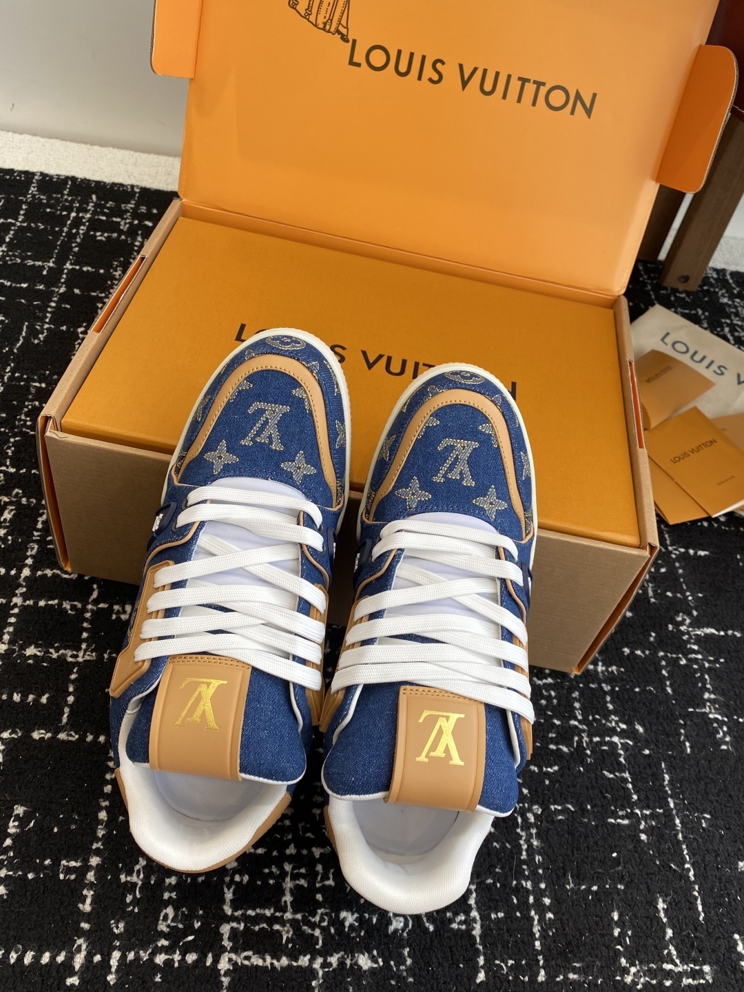 Louis Vuitton LV Trainer Blue Monogram Denim Luxury Sneakers