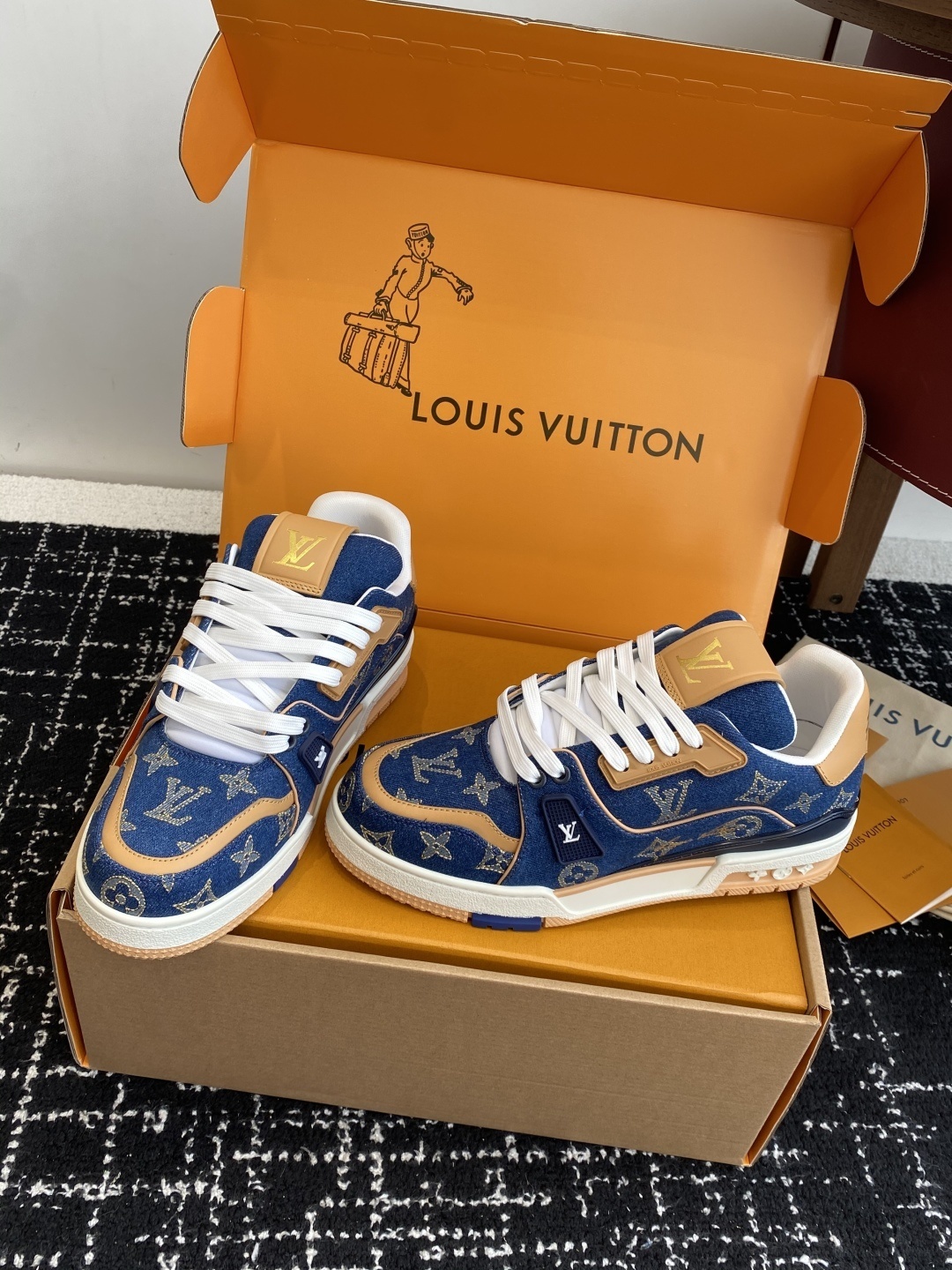 Louis Vuitton LV Trainer Blue Monogram Denim Luxury Sneakers