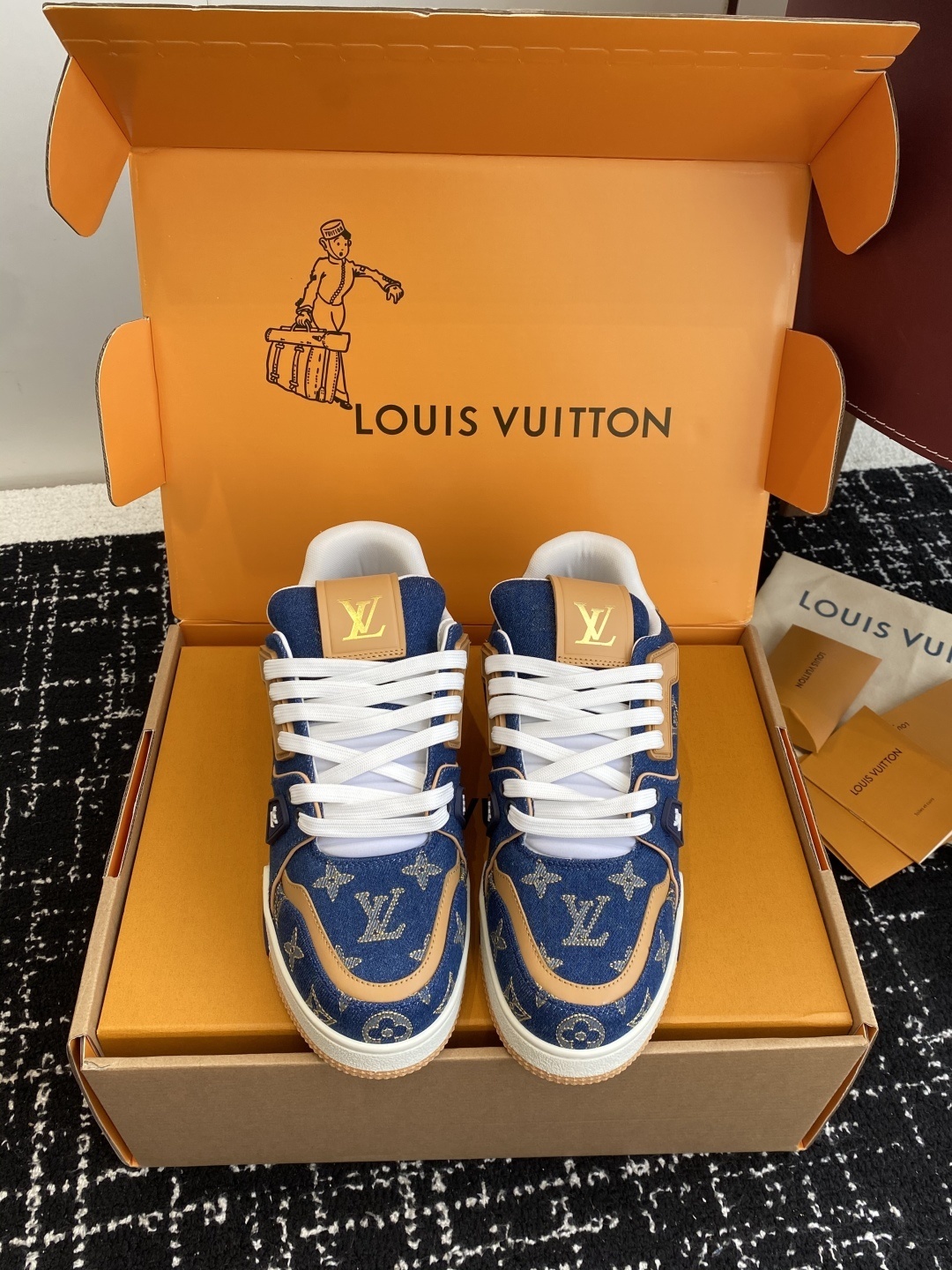 Louis Vuitton LV Trainer Blue Monogram Denim Luxury Sneakers