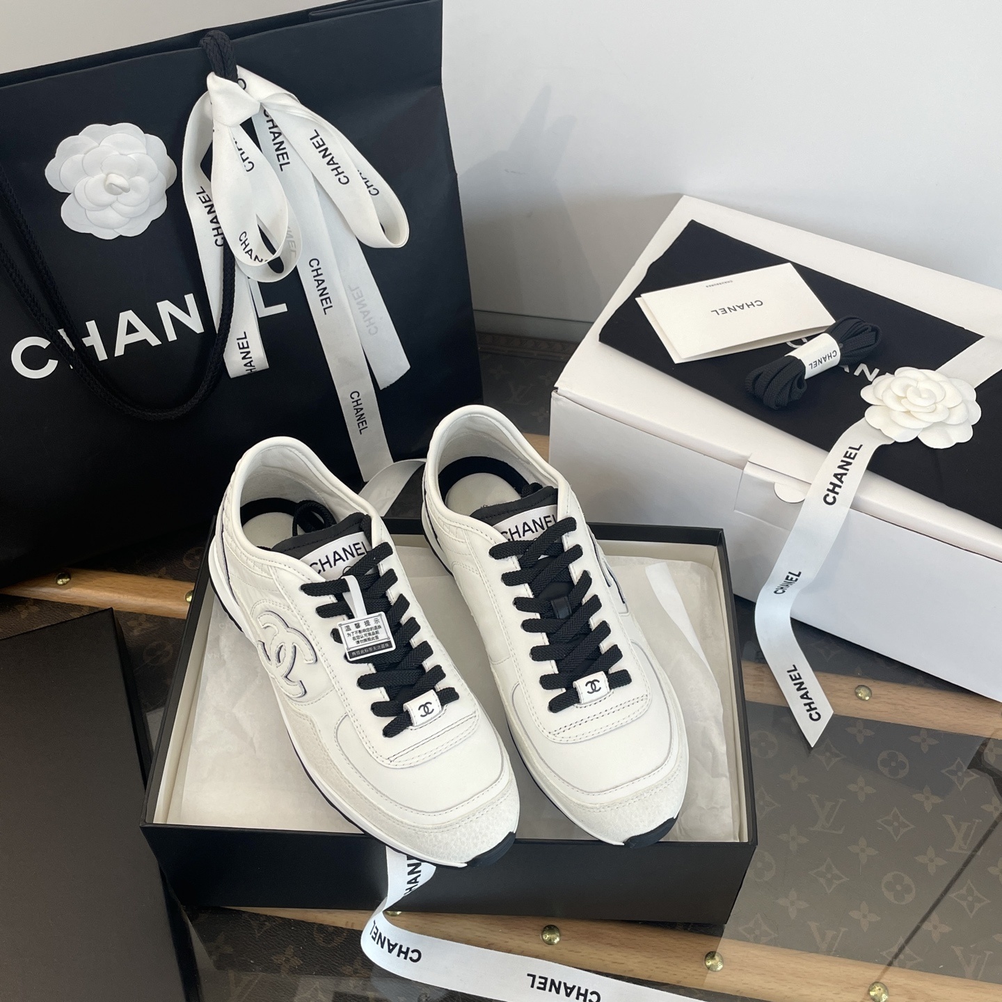 Luxury Chanel White Leather Sneakers for Women – Iconic CC Logo