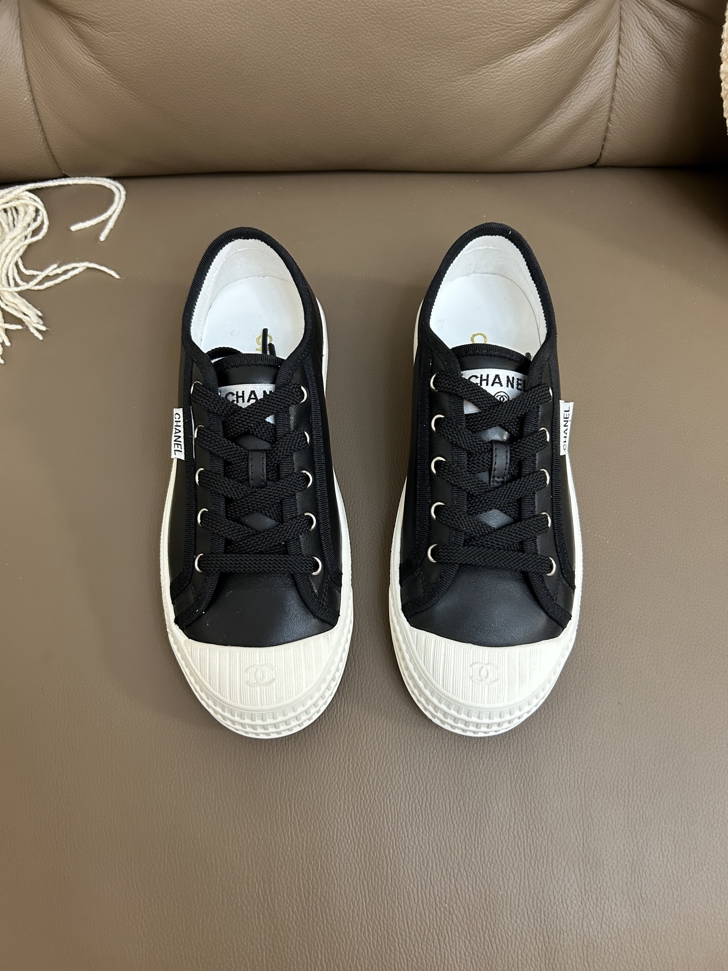 Chanel Black Leather Platform Sneakers – Luxury Low Top Shoes