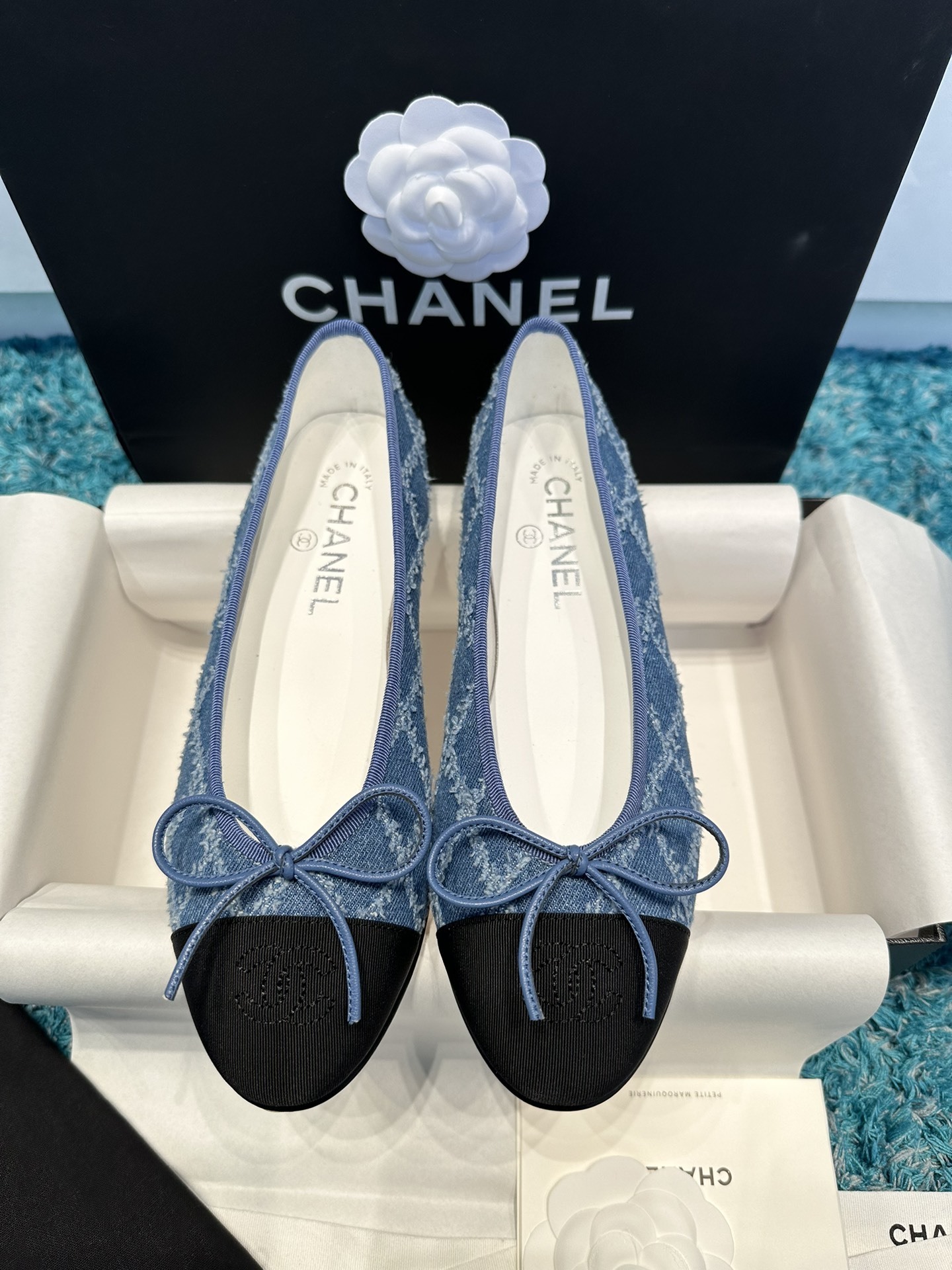 Chanel Quilted Denim Ballet Flats – Blue and Black Ballerinas