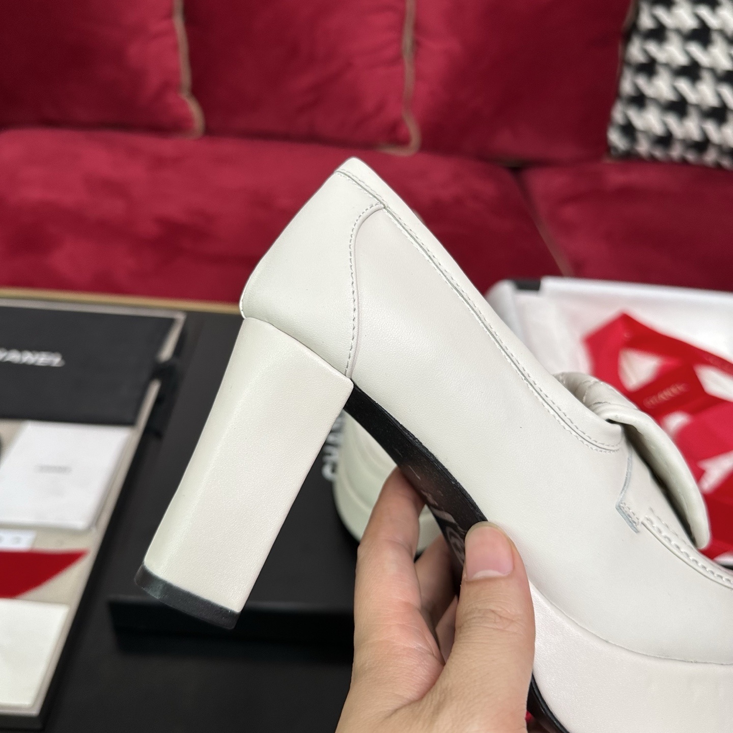 Chanel White Quilted Platform Loafers with Gold CC Logo