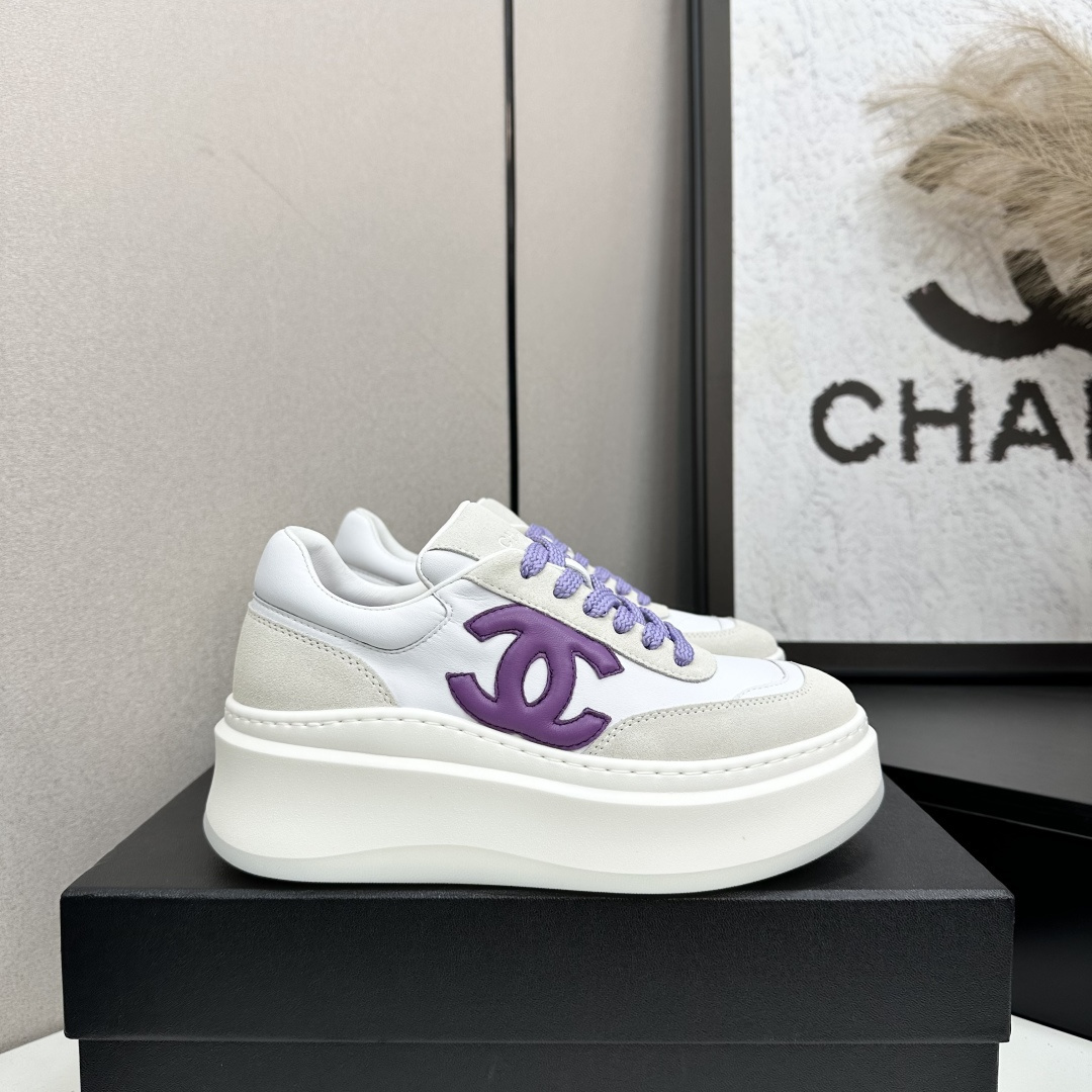 Luxury Women’s Platform Sneakers – White & Purple Designer Style