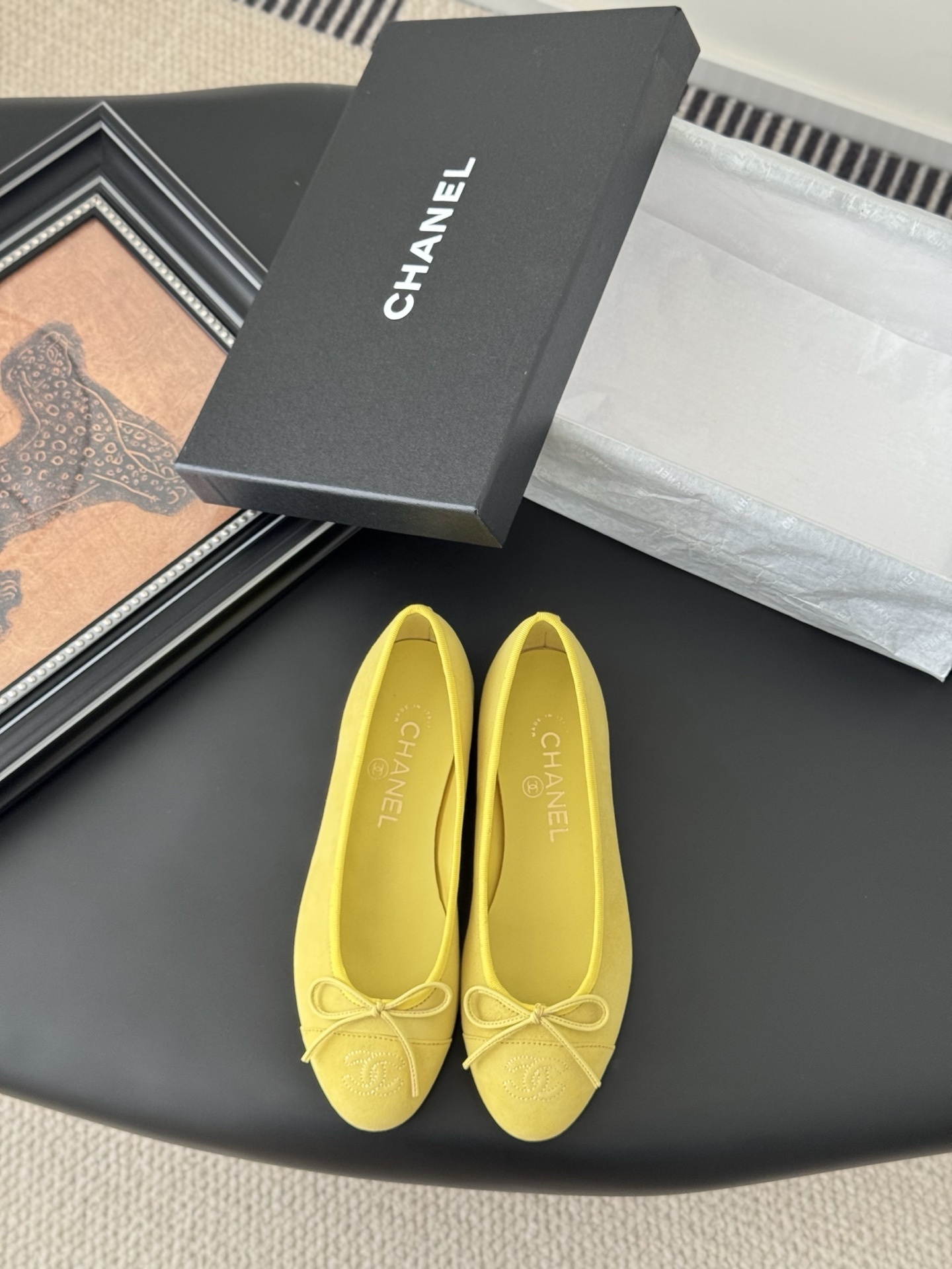 Chanel Yellow Suede Ballet Flats – Classic Designer Bow Shoes