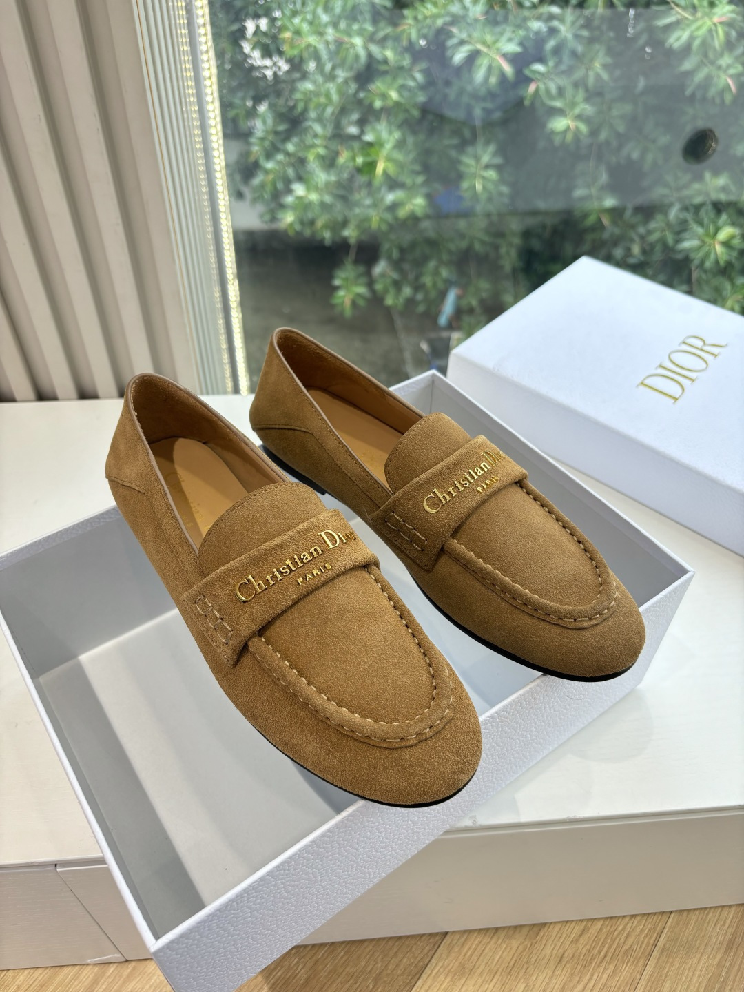 Christian Dior Tan Suede Loafers – Elegant Paris Women’s Flats
