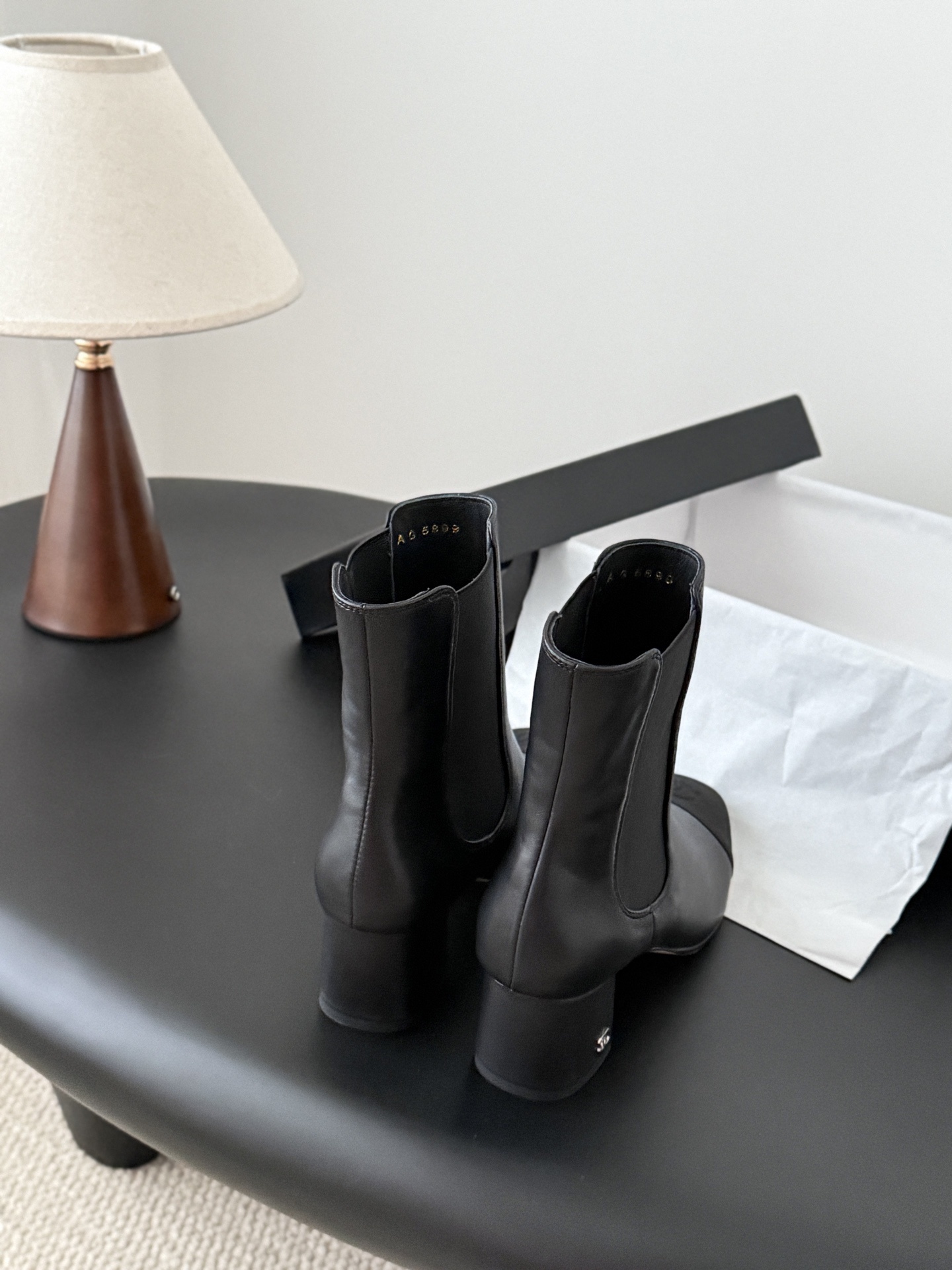 Chanel Classic Black Leather Chelsea Ankle Boots with CC Logo