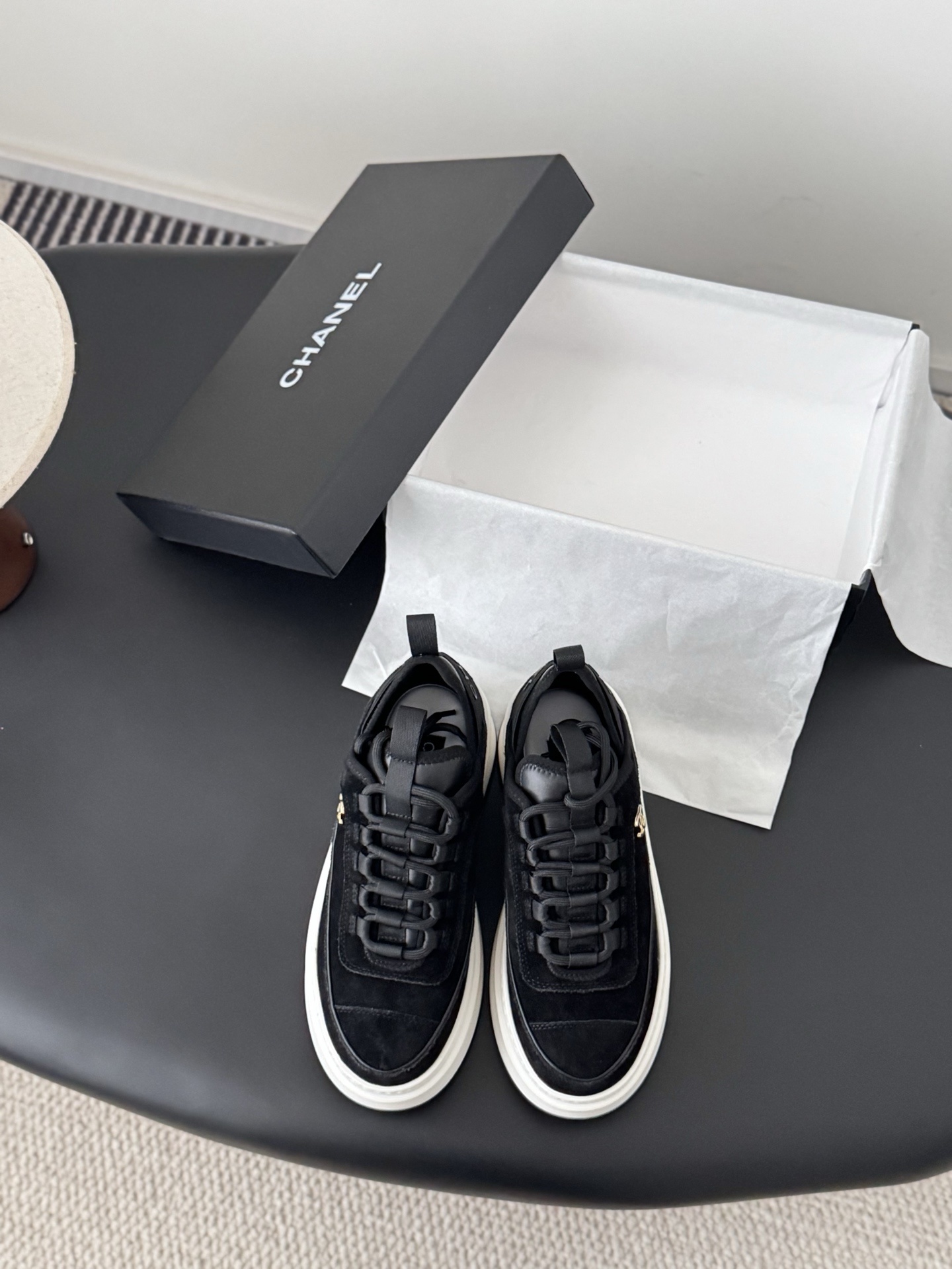 Chanel Black Suede Chunky Platform Sneakers – Luxury Design