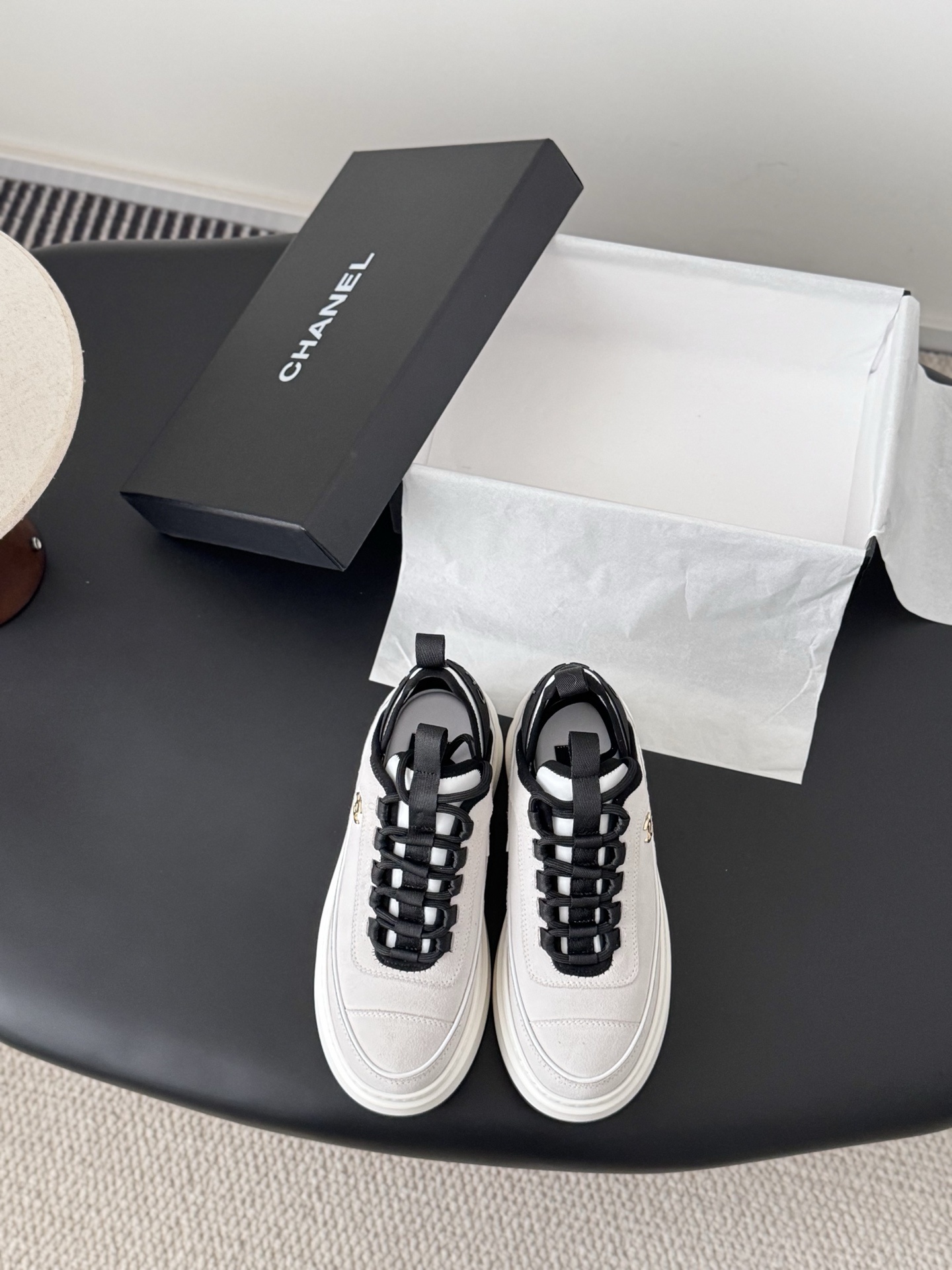 Chanel Luxury Platform Sneakers – White & Black Designer Shoes