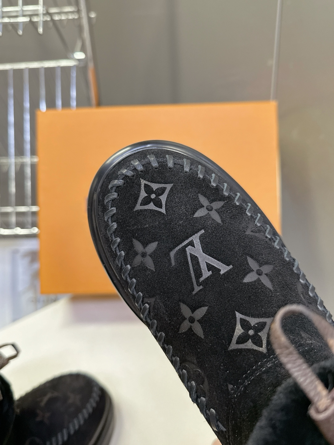 Louis Vuitton Black Monogram Shearling Suede Winter Boots