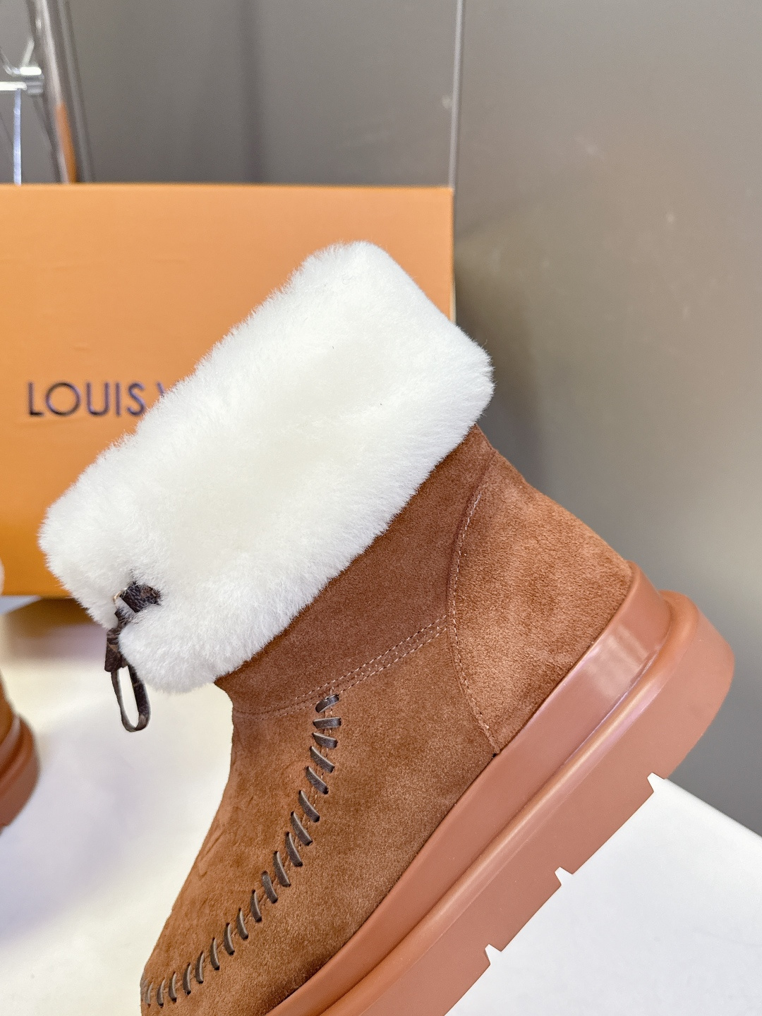 Louis Vuitton Women's Monogram Suede Shearling Winter Boots