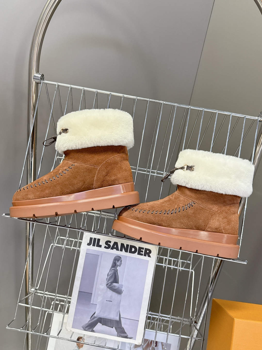 Louis Vuitton Women's Monogram Suede Shearling Winter Boots