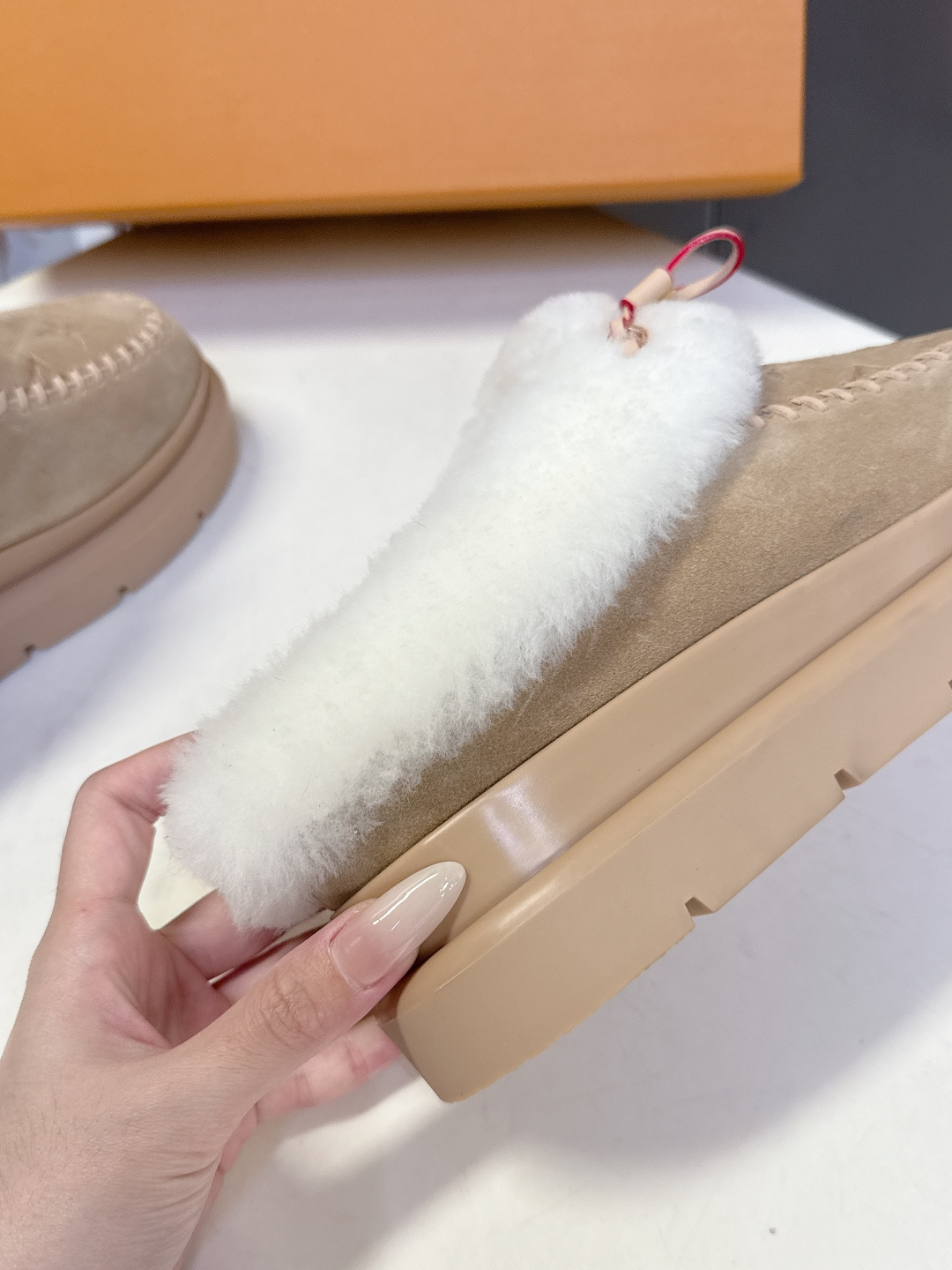 Louis Vuitton Monogram Suede Shearling Flat Comfort Mules