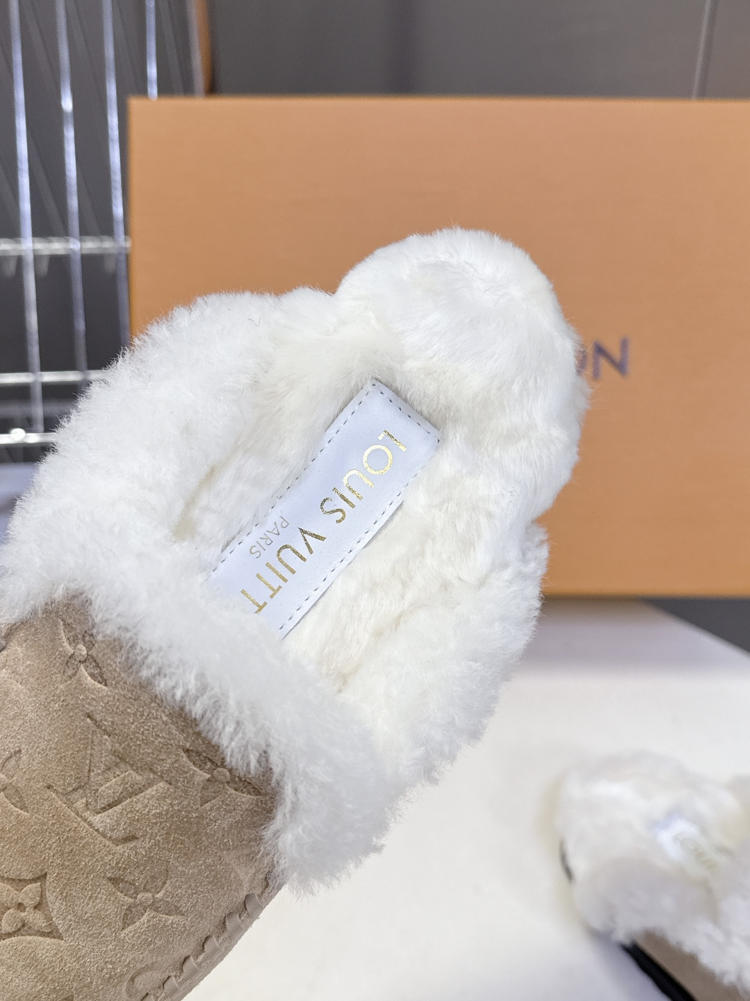 Louis Vuitton Monogram Shearling Suede Slippers - Luxury Mules
