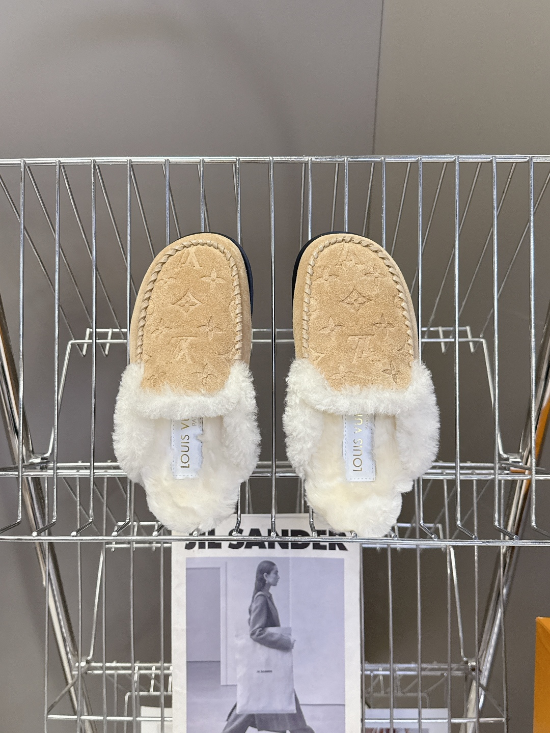 Louis Vuitton Monogram Shearling Suede Slippers - Luxury Mules