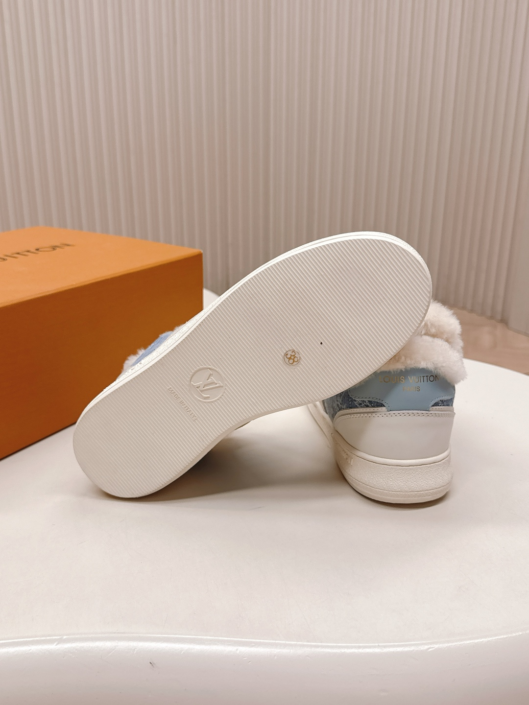 Louis Vuitton Monogram Denim & Shearling Winter Sneakers