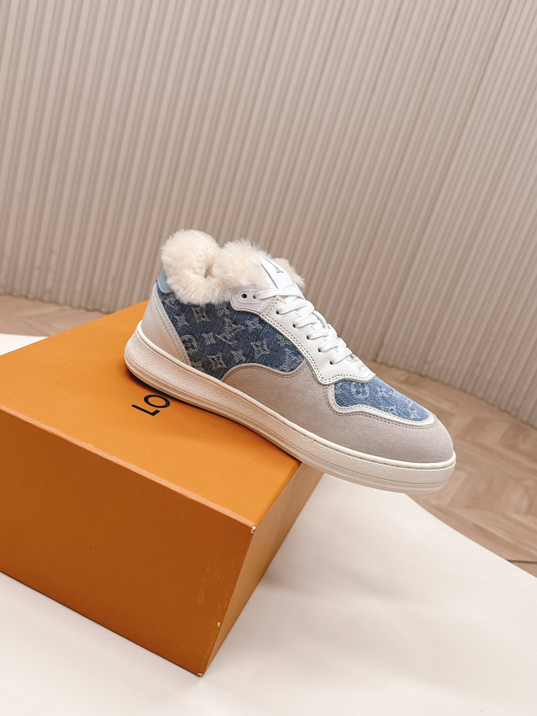 Louis Vuitton Monogram Denim & Shearling Winter Sneakers
