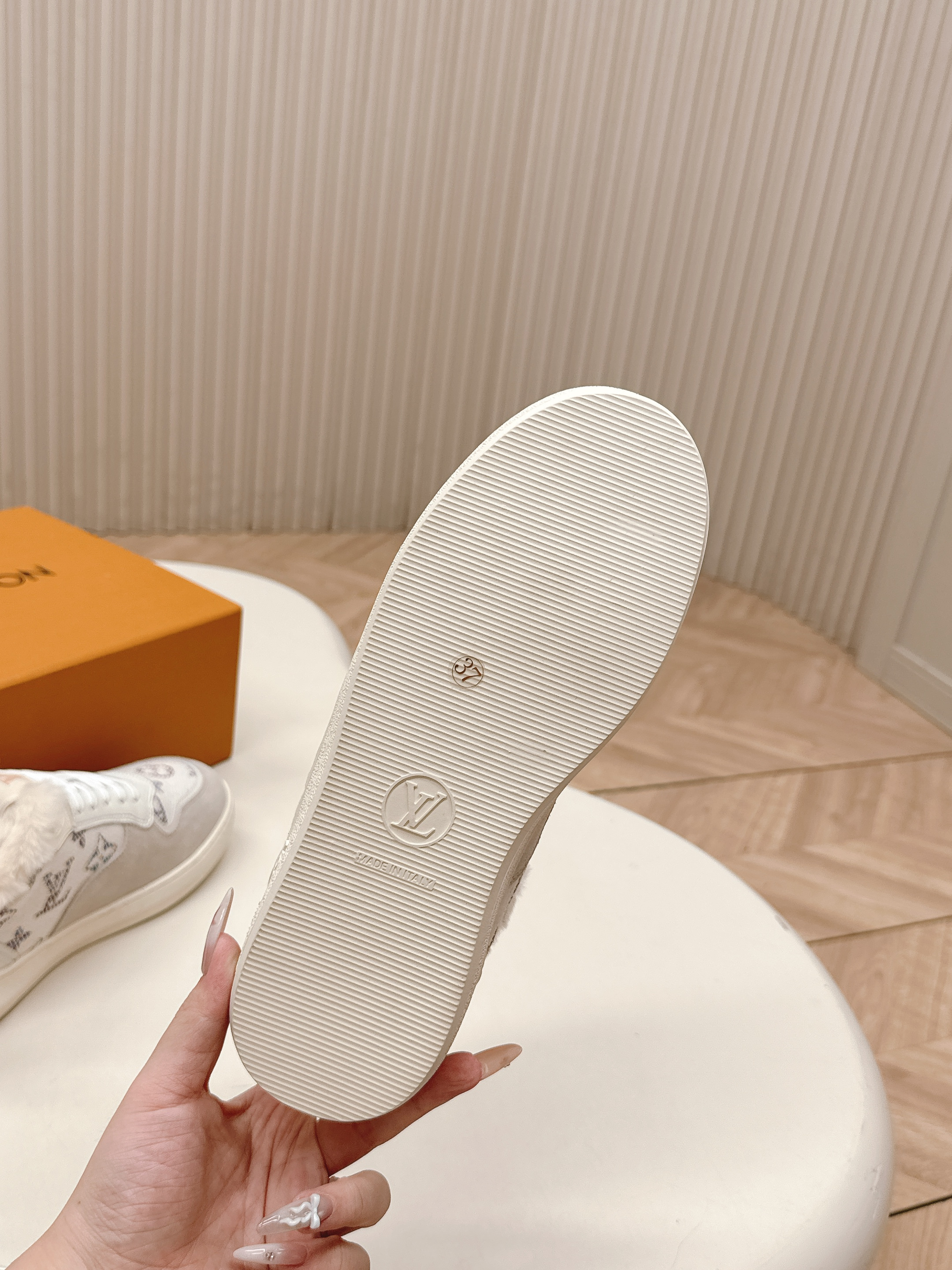 Louis Vuitton Time Out White Shearling Monogram Sneakers