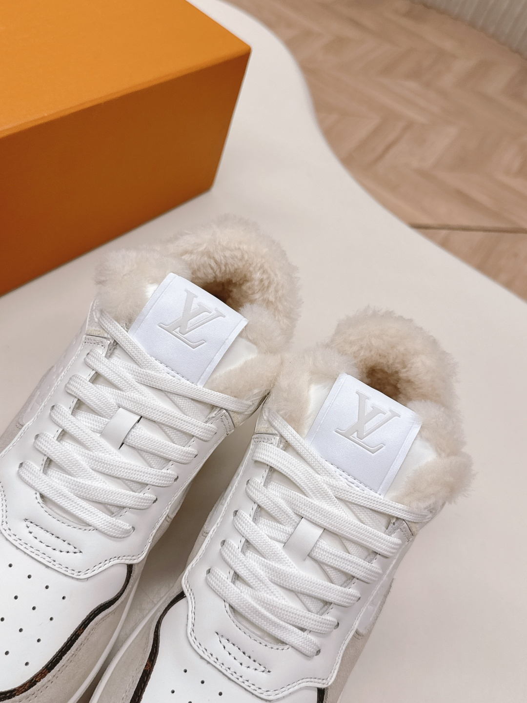 Louis Vuitton Time Out Sneaker with White Shearling Lining
