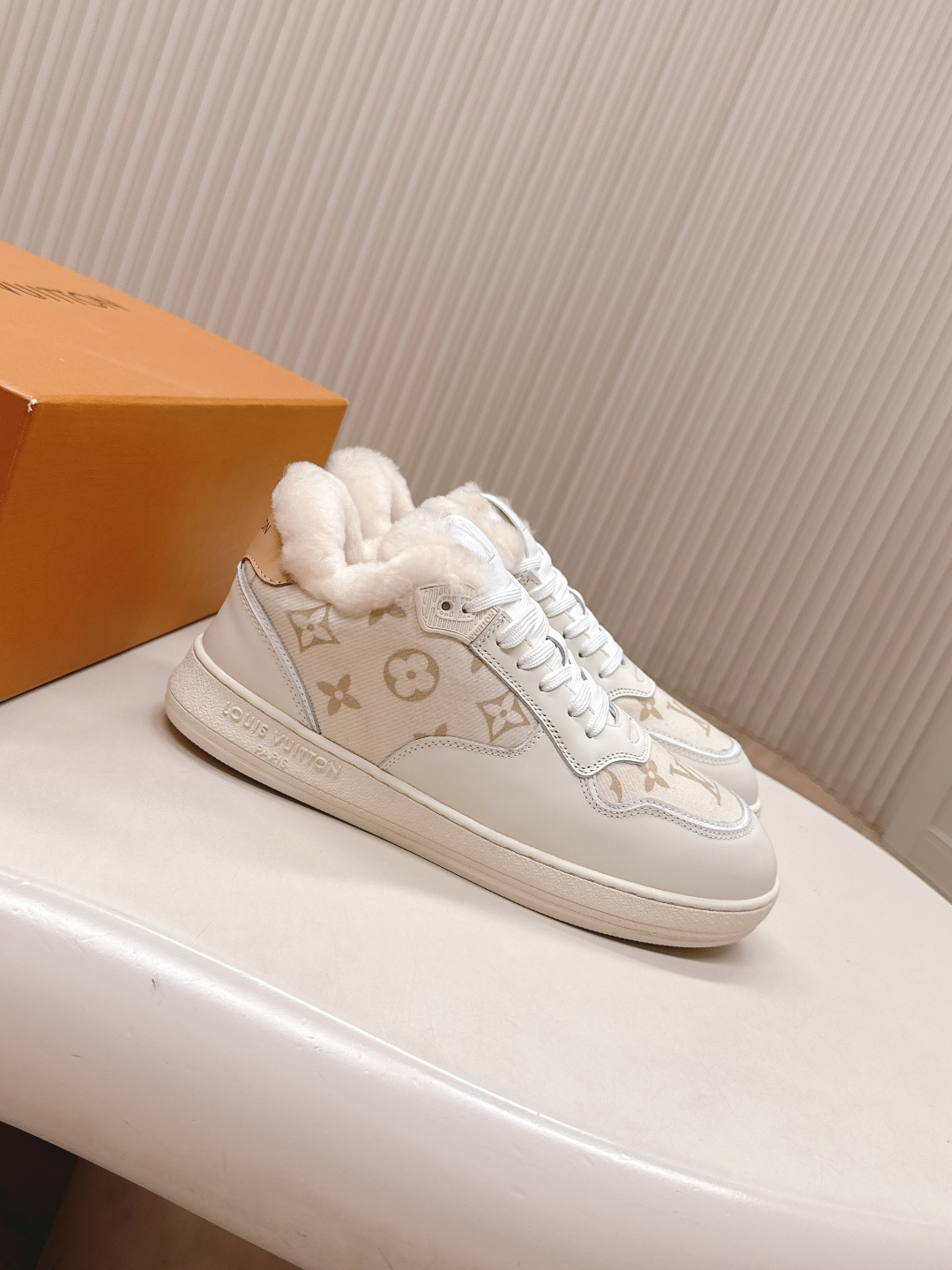 Louis Vuitton Time Out Sneaker with White Shearling Lining