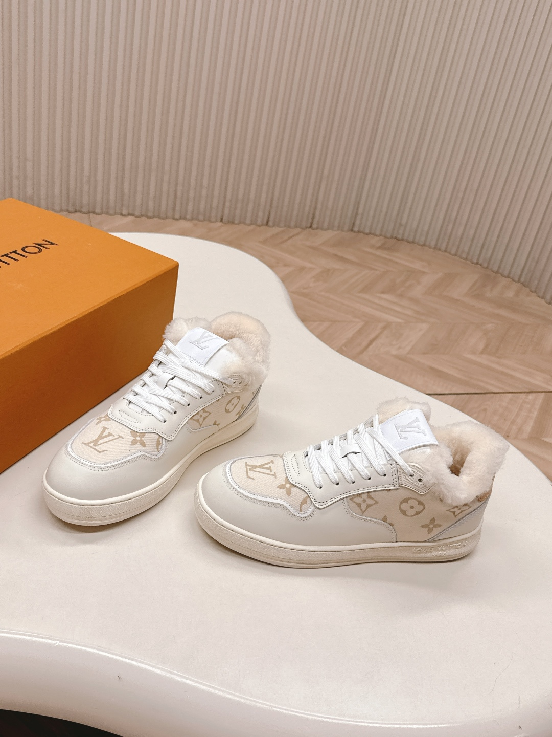 Louis Vuitton Time Out Sneaker with White Shearling Lining