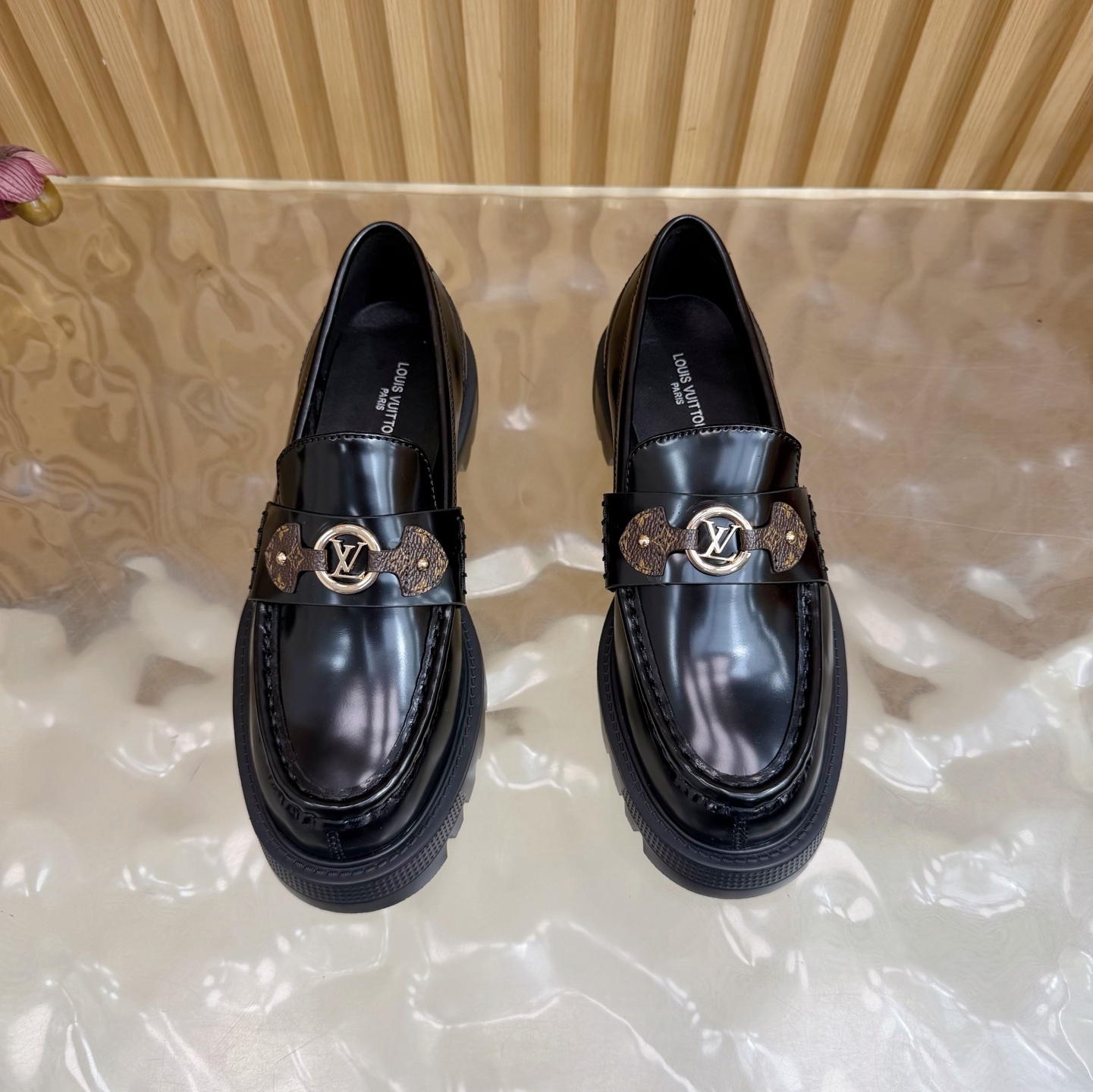 Luxury Women's Black Chunky Loafers - Platform Lug Sole Shoes