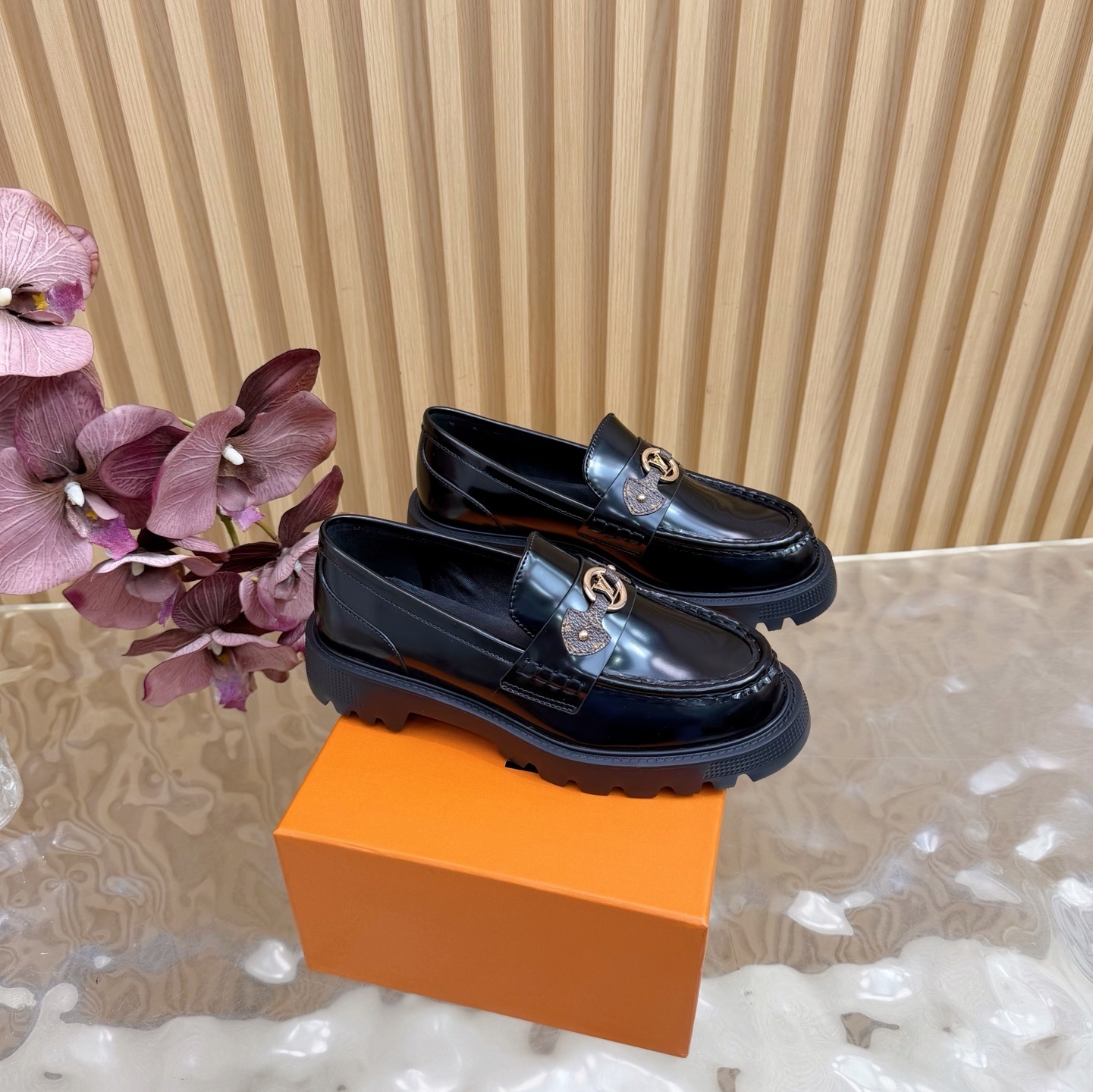 Luxury Women’s Black Chunky Loafers – Platform Lug Sole Shoes