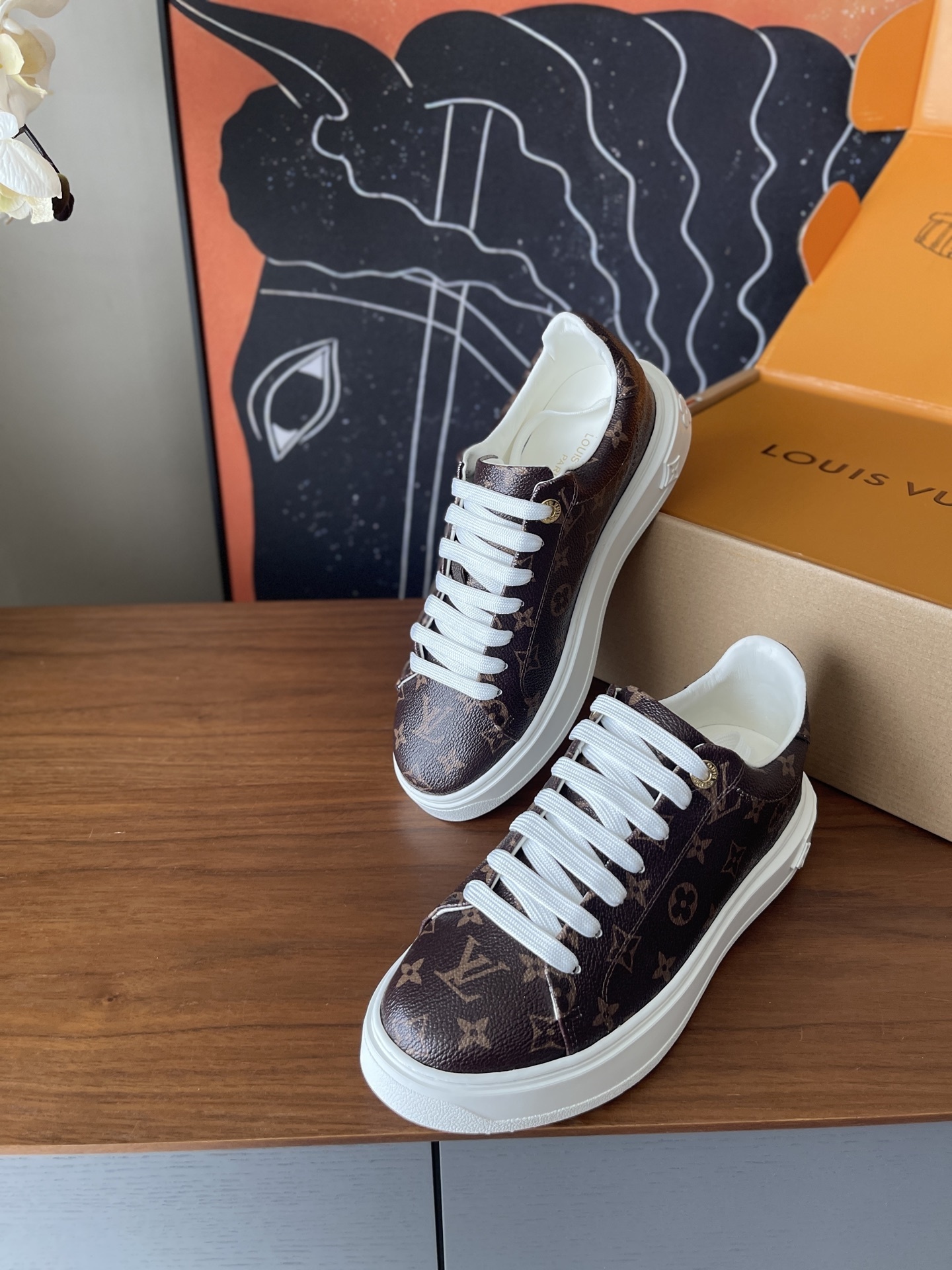 Luxury Monogram Canvas Time Out Platform Sneakers for Women