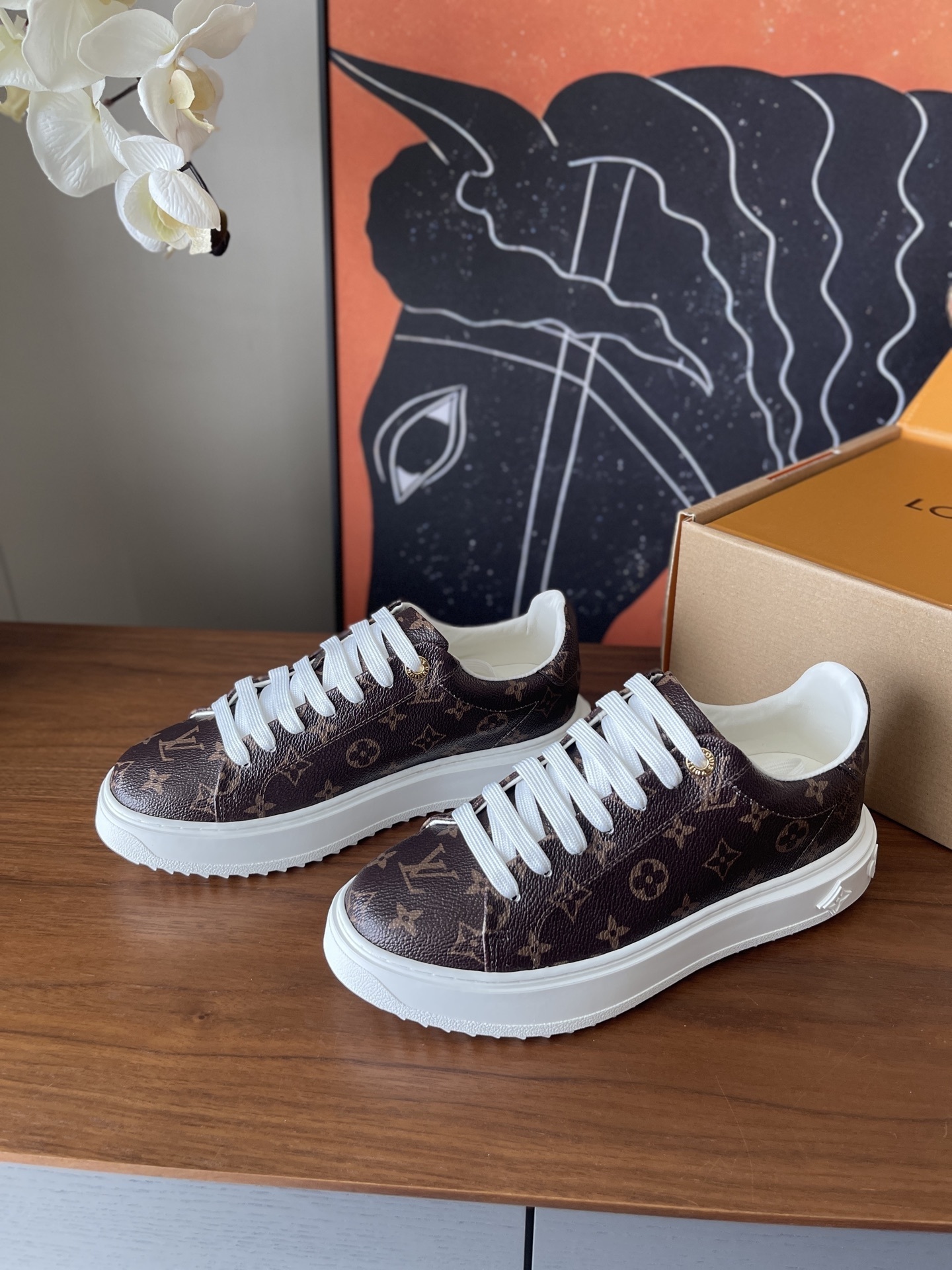 Luxury Monogram Canvas Time Out Platform Sneakers for Women