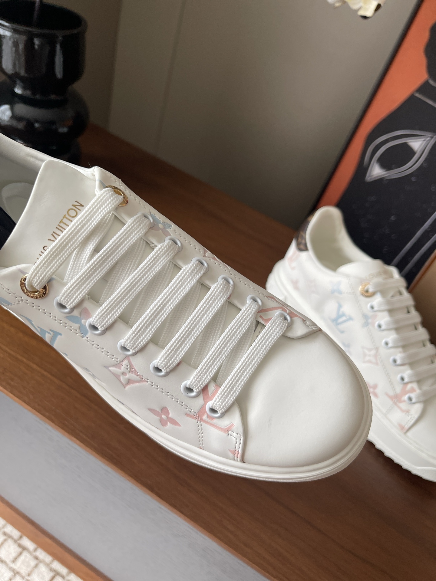 Louis Vuitton Women's White Pastel Monogram Leather Sneakers