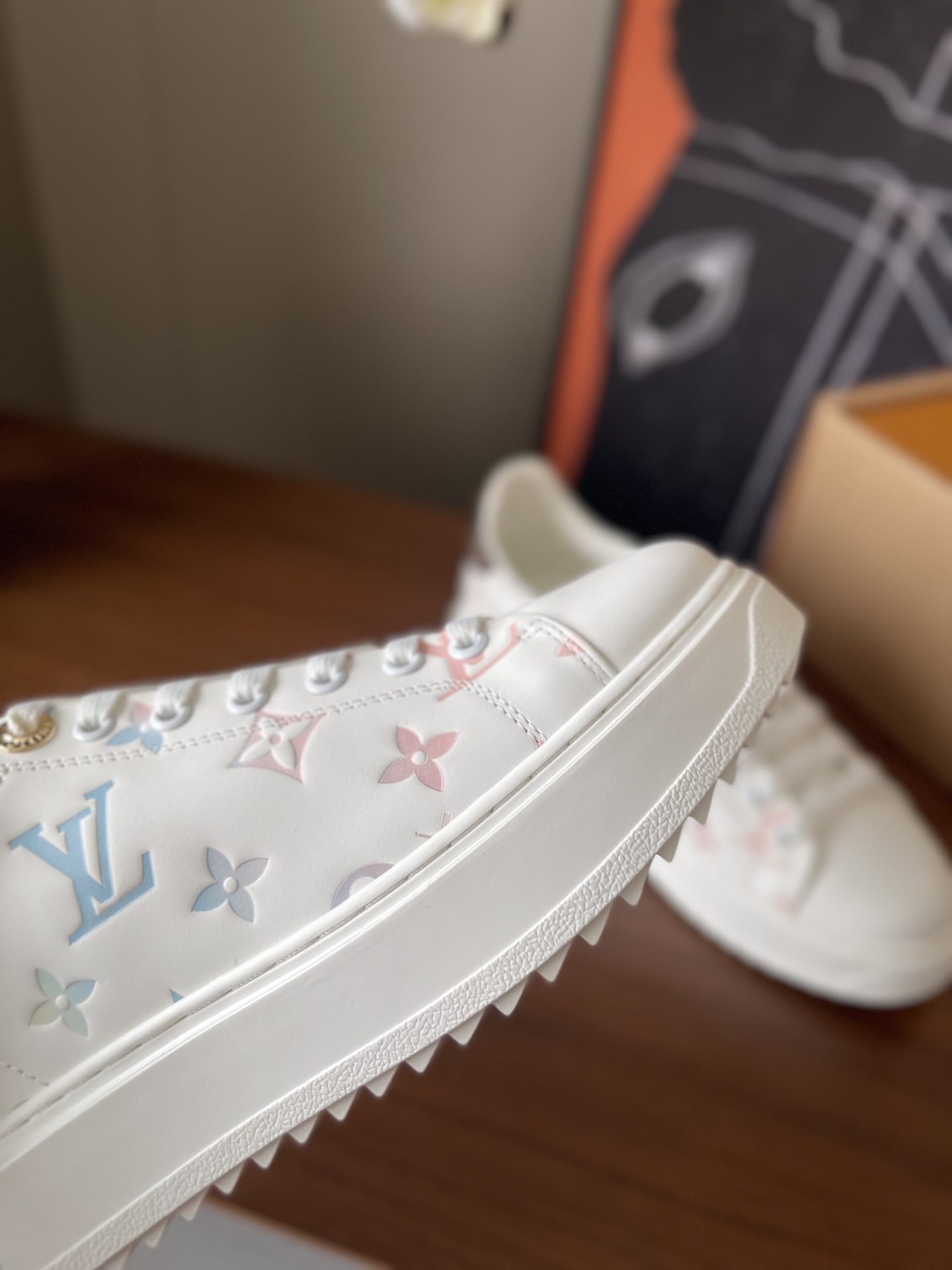 Louis Vuitton Women's White Pastel Monogram Leather Sneakers