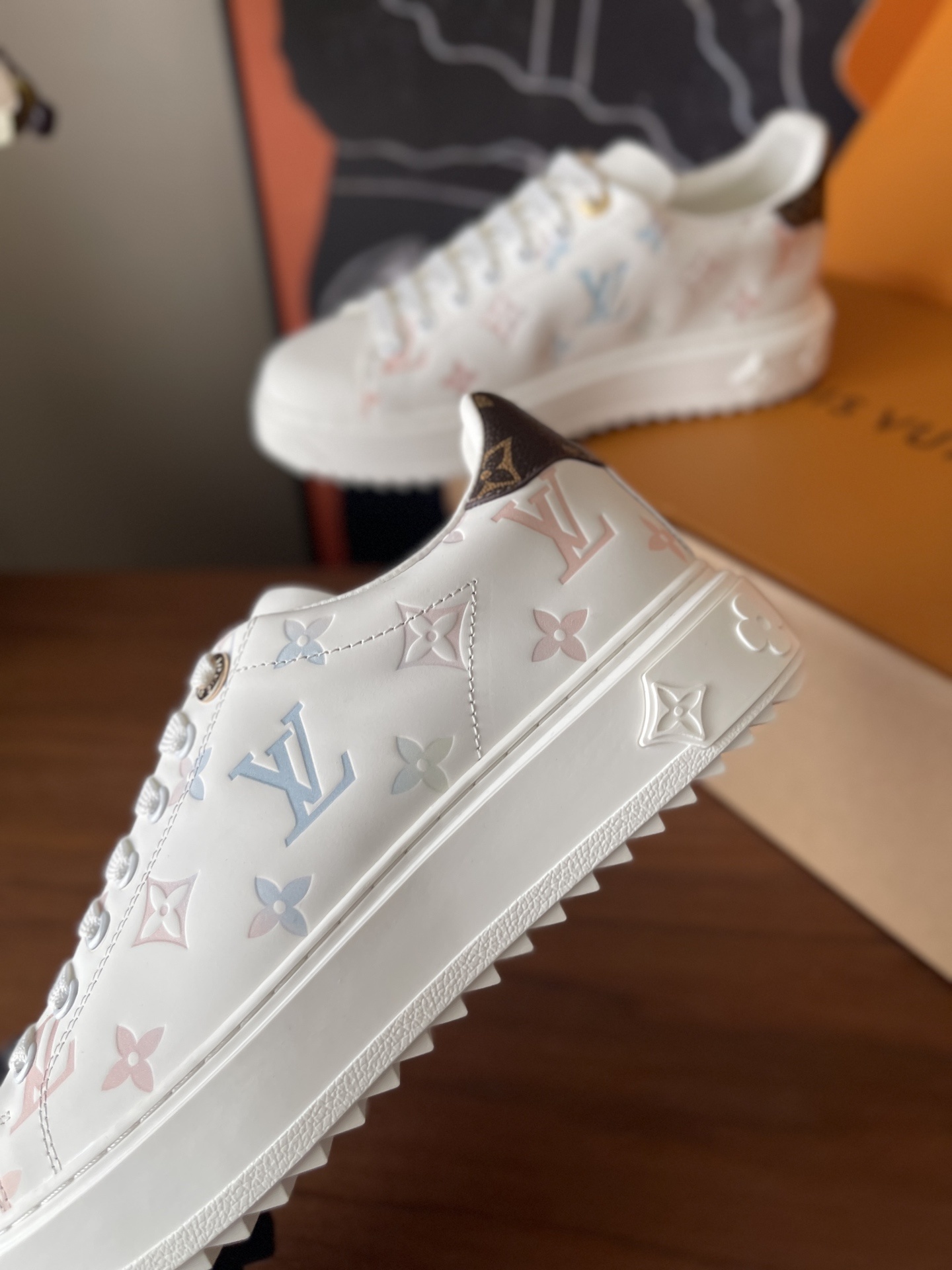 Louis Vuitton Women's White Pastel Monogram Leather Sneakers