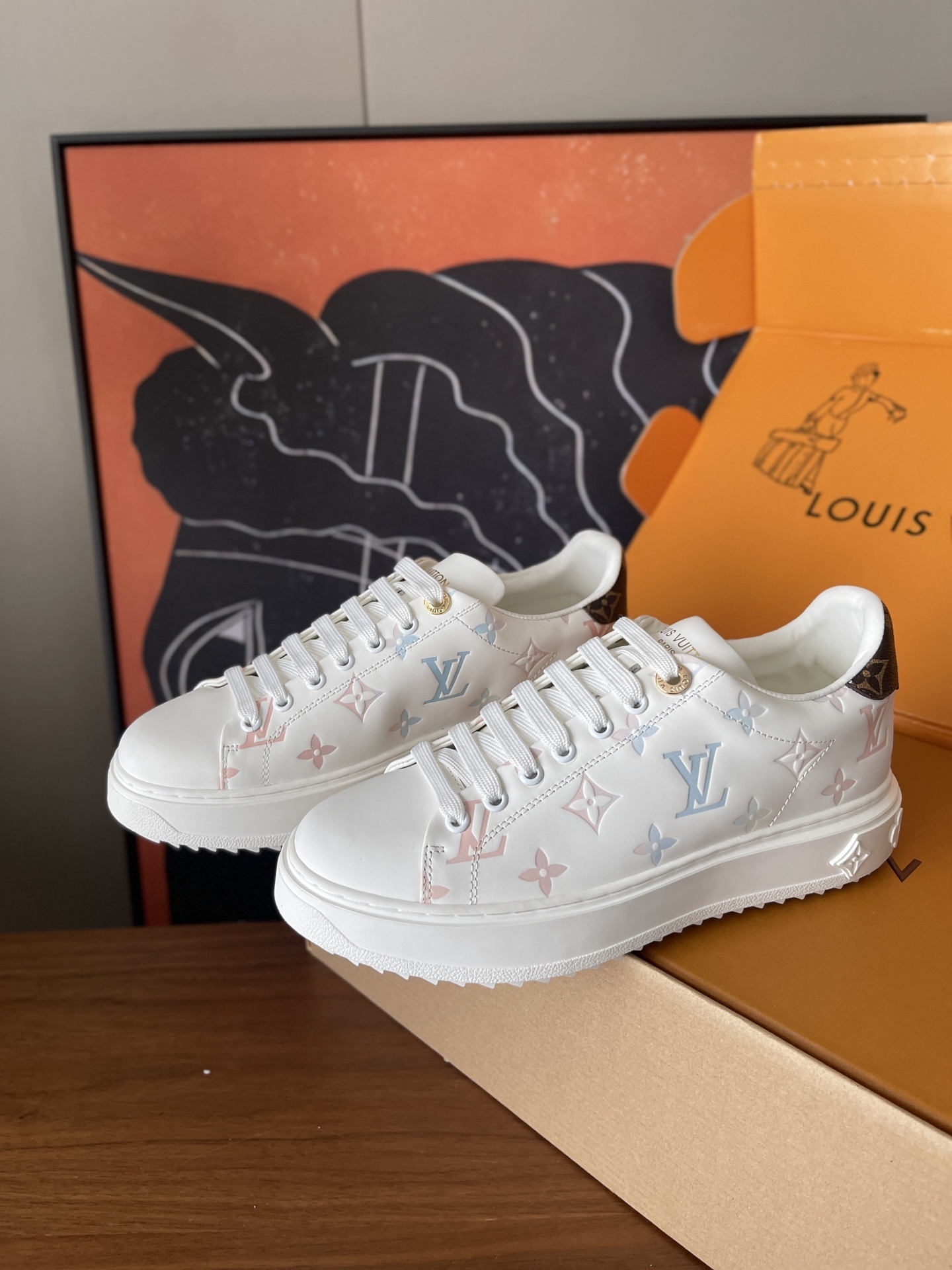 Louis Vuitton Women’s White Pastel Monogram Leather Sneakers