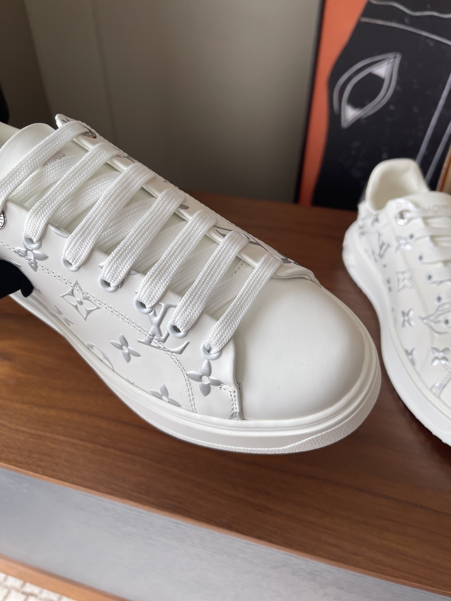Louis Vuitton Time Out Sneakers - White Leather Silver Monogram