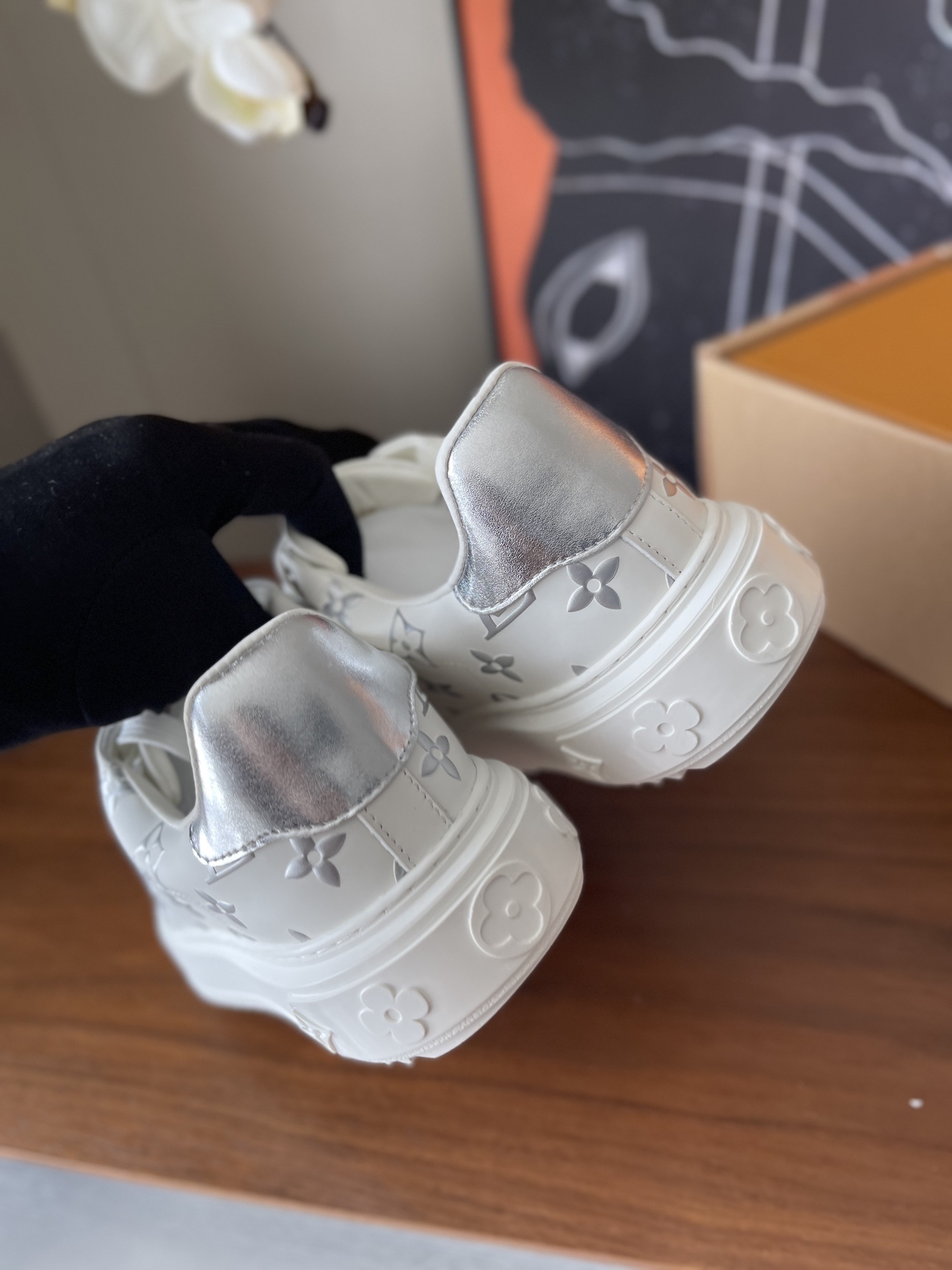 Louis Vuitton Time Out Sneakers - White Leather Silver Monogram